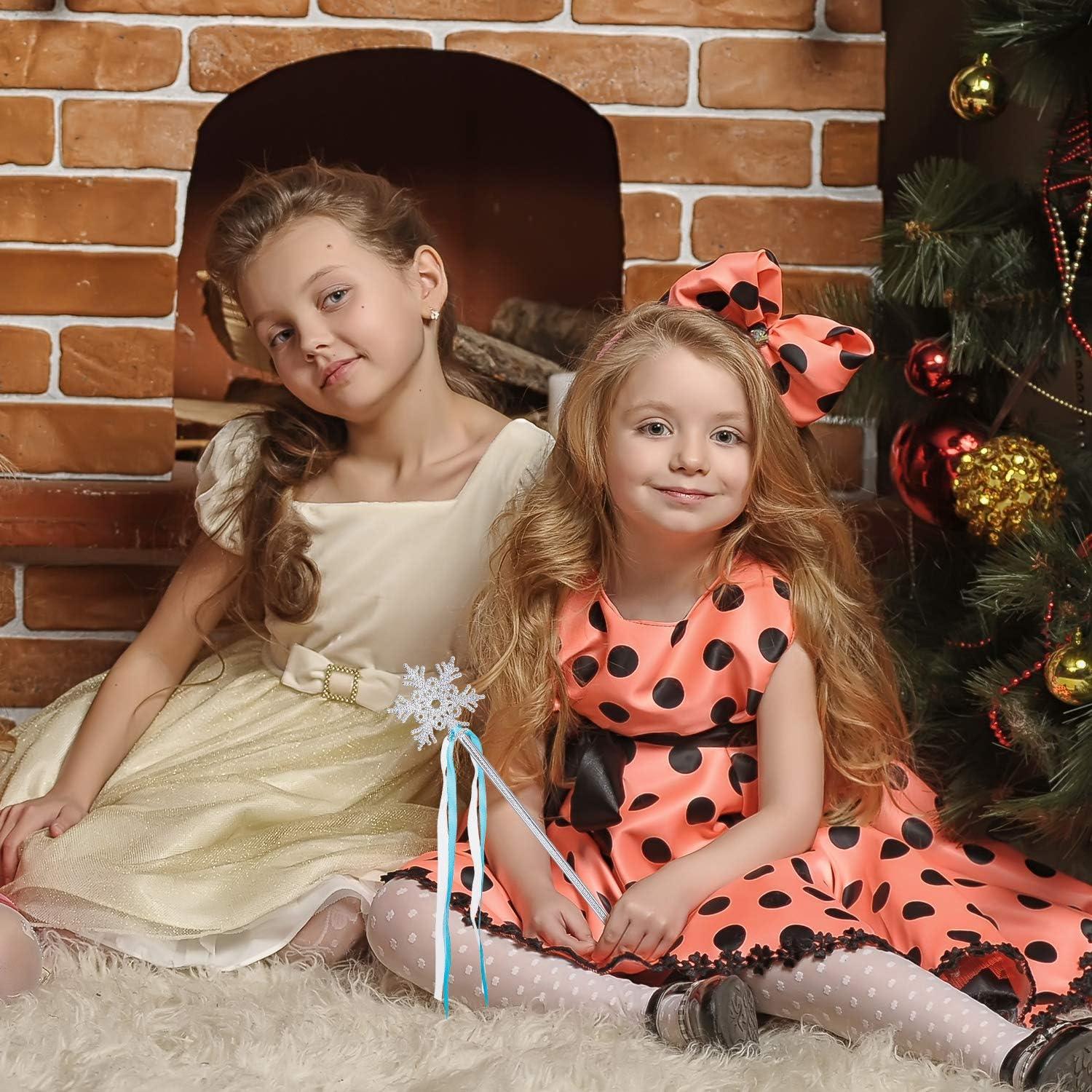 12 Varitas de Copo de Nieve Plateadas para Disfraz de Princesa