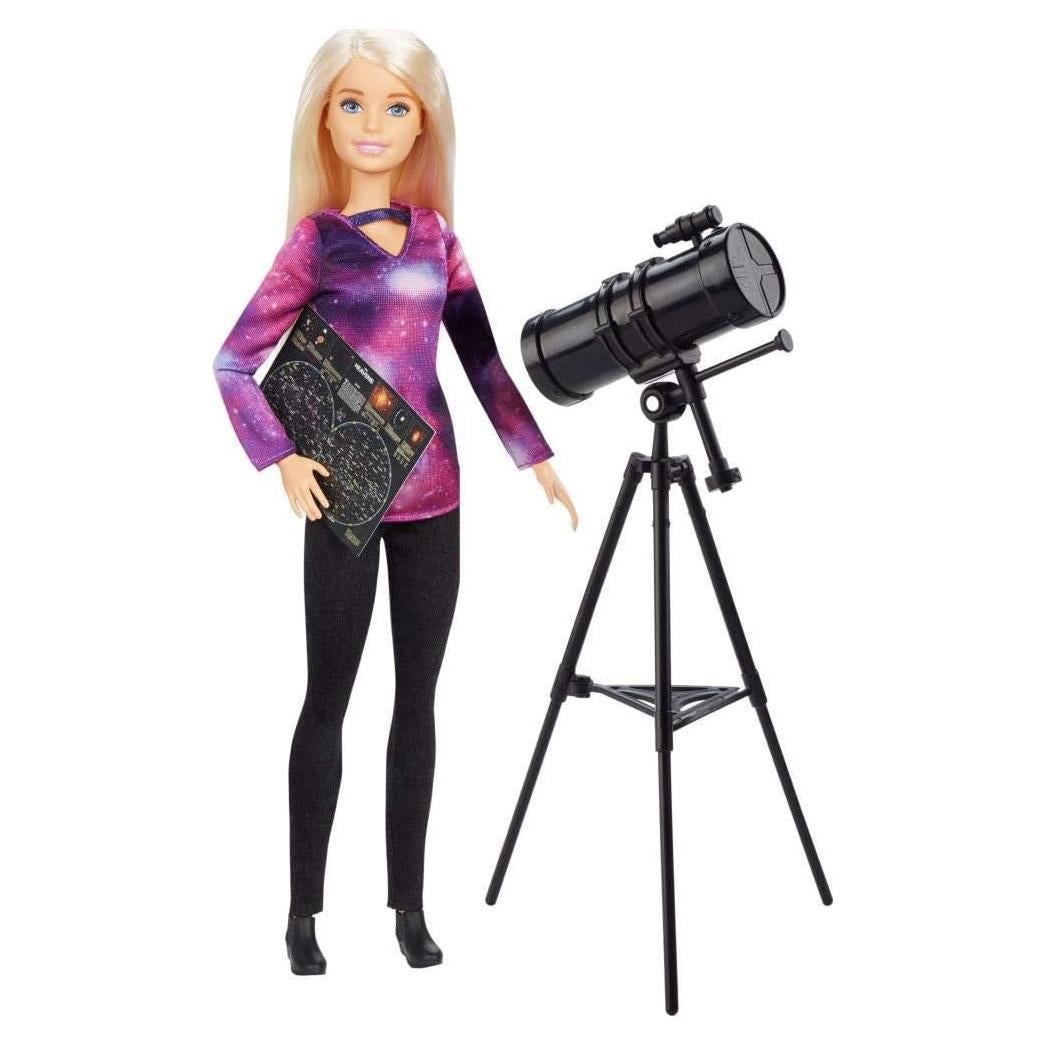 Muñeca Barbie Astrofísica Mattel con Telescopio y Mapa