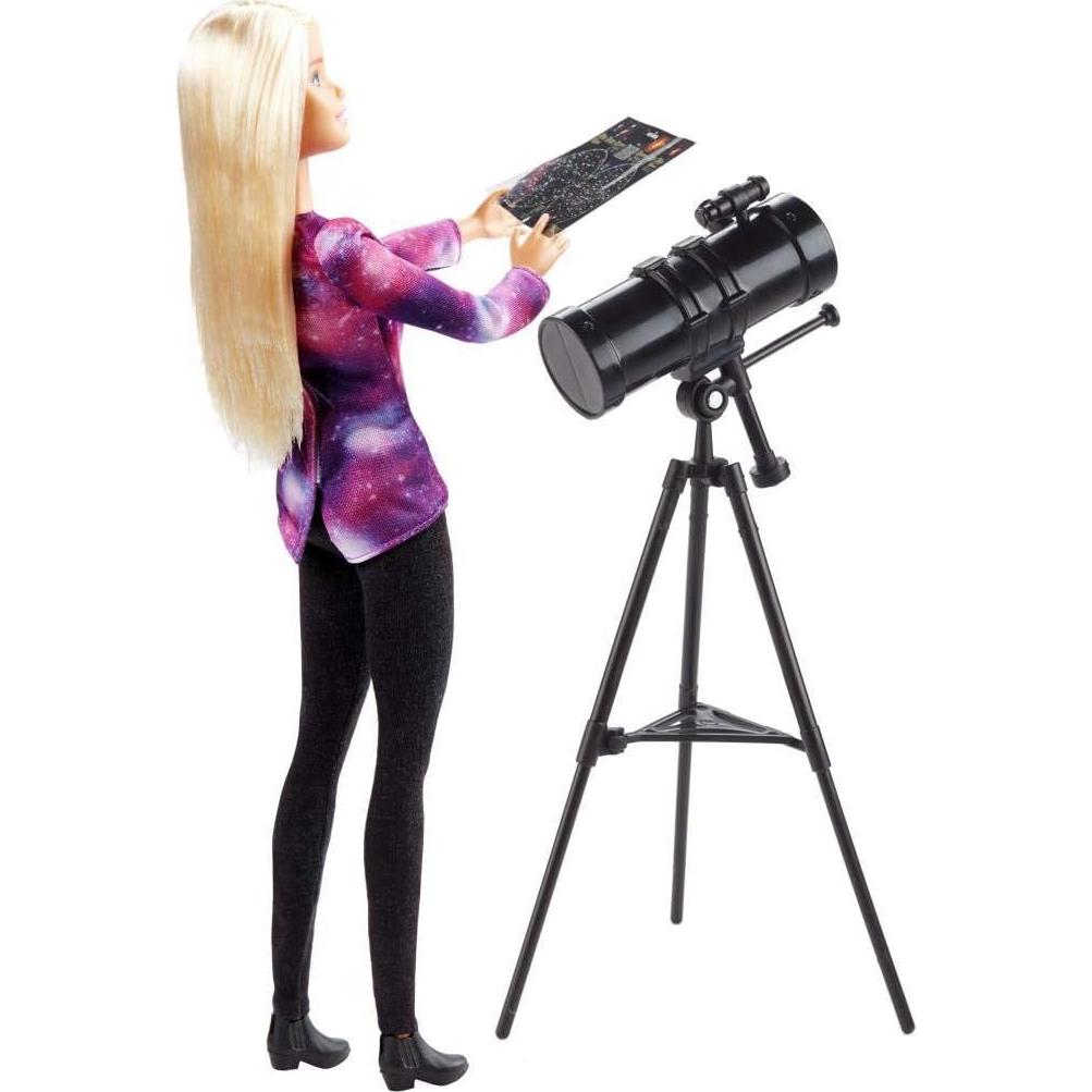 Muñeca Barbie Astrofísica Mattel con Telescopio y Mapa