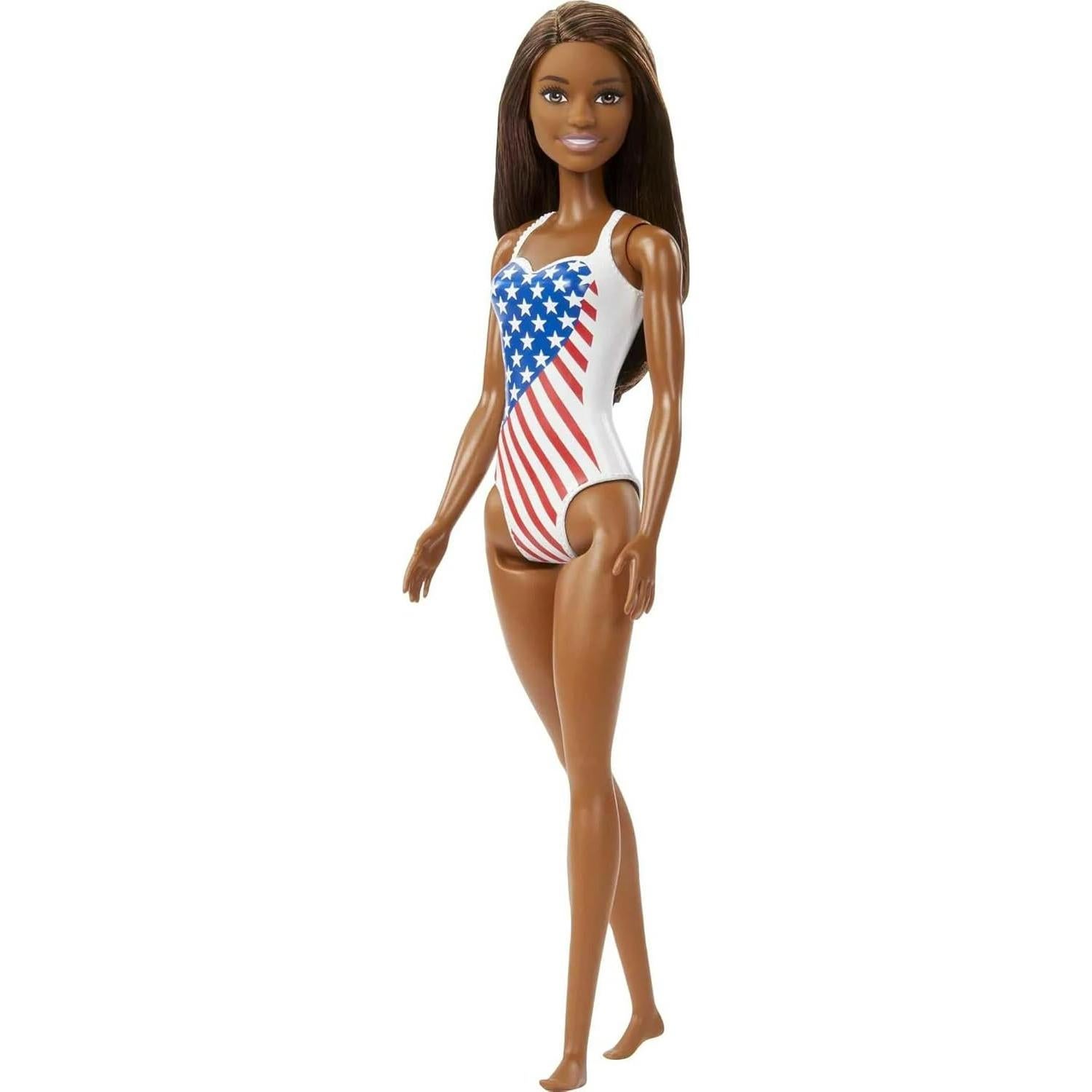 Muñeca Barbie Playa Mattel Traje de Baño Bandera Americana