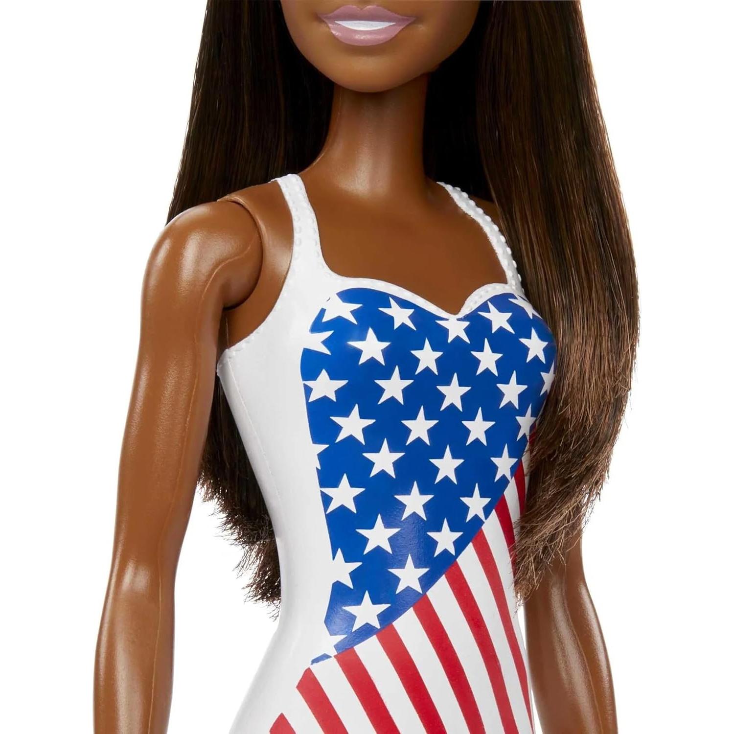 Muñeca Barbie Playa Mattel Traje de Baño Bandera Americana