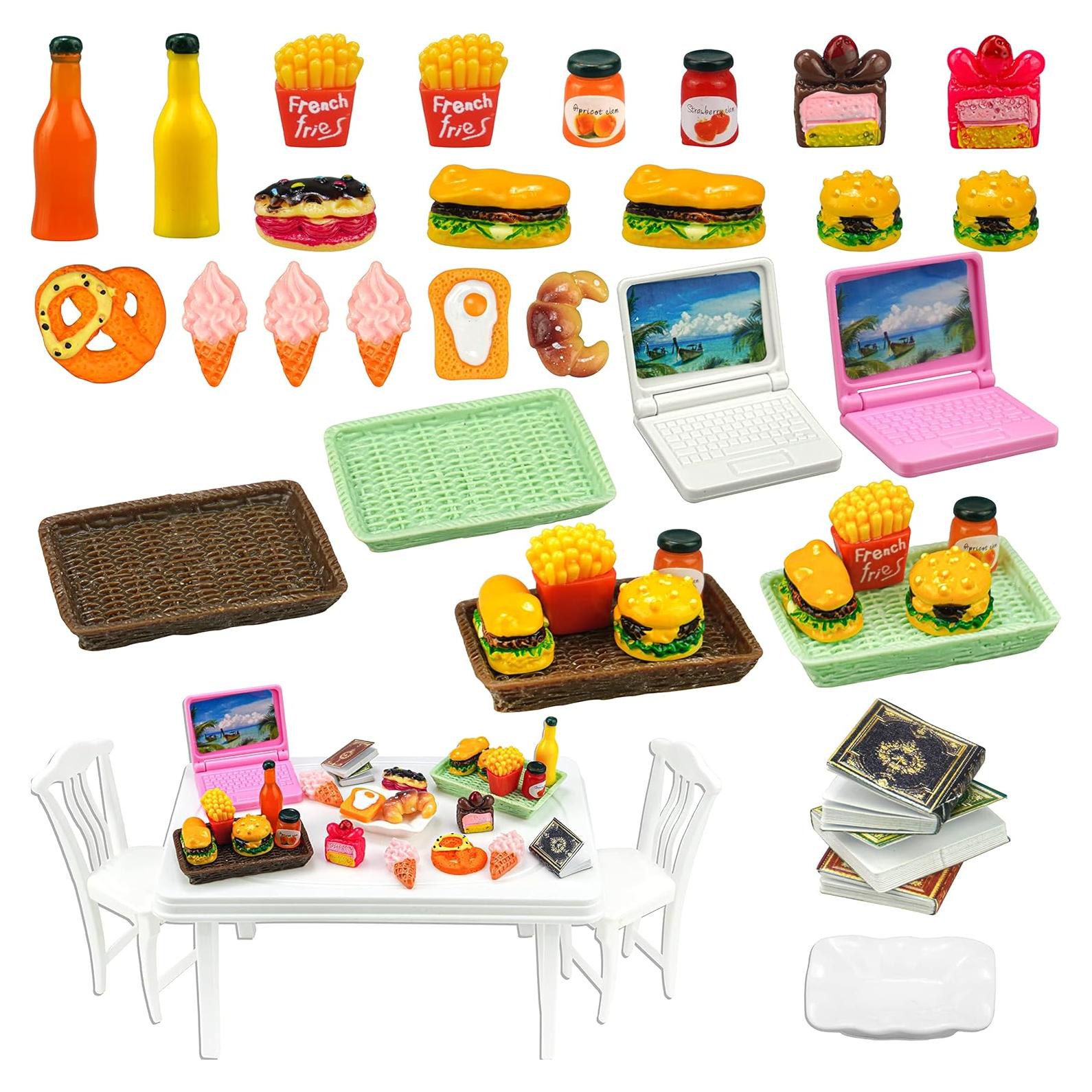 30 Piezas Mini Comida y Accesorios para Casa de Muñecas