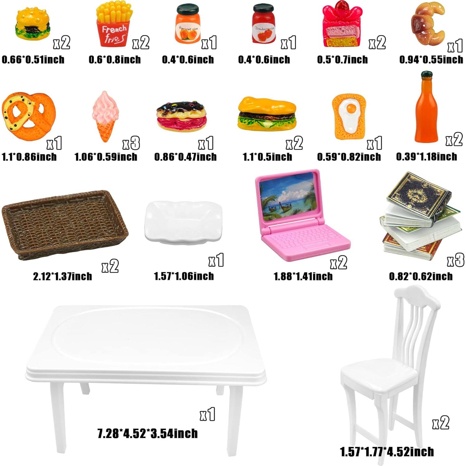 30 Piezas Mini Comida y Accesorios para Casa de Muñecas