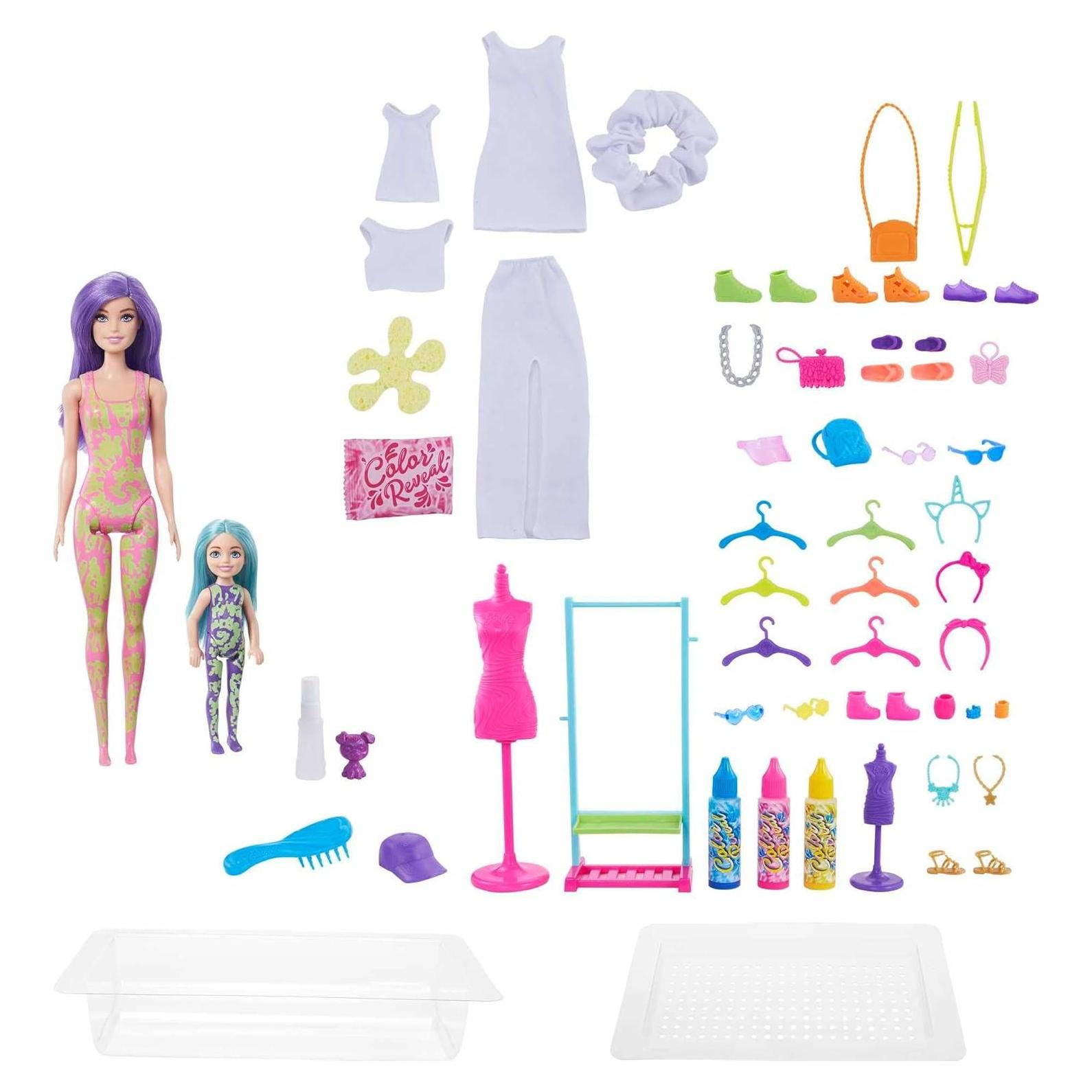 Juego Barbie Color Reveal Creador de Moda Tie-Dye 50 Sorpr.