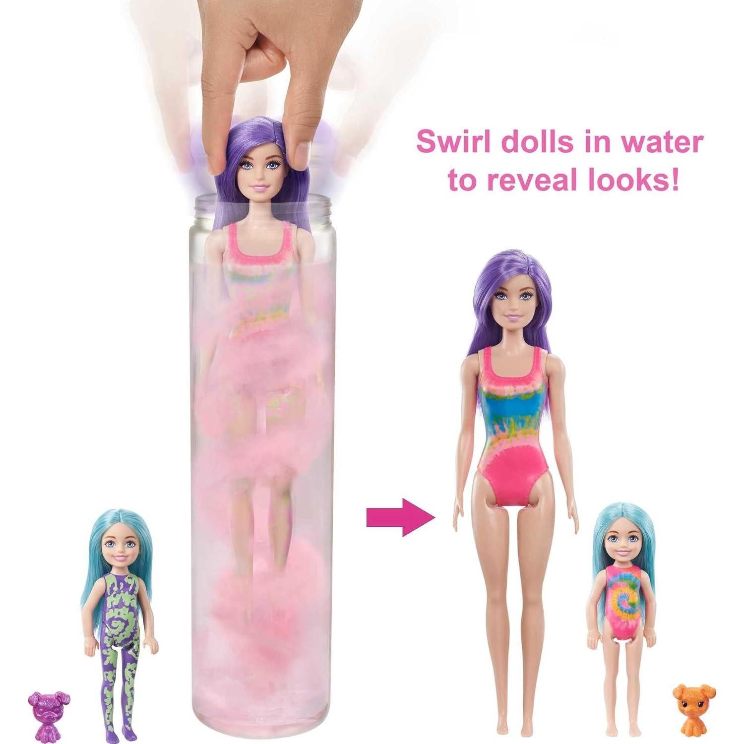Juego Barbie Color Reveal Creador de Moda Tie-Dye 50 Sorpr.