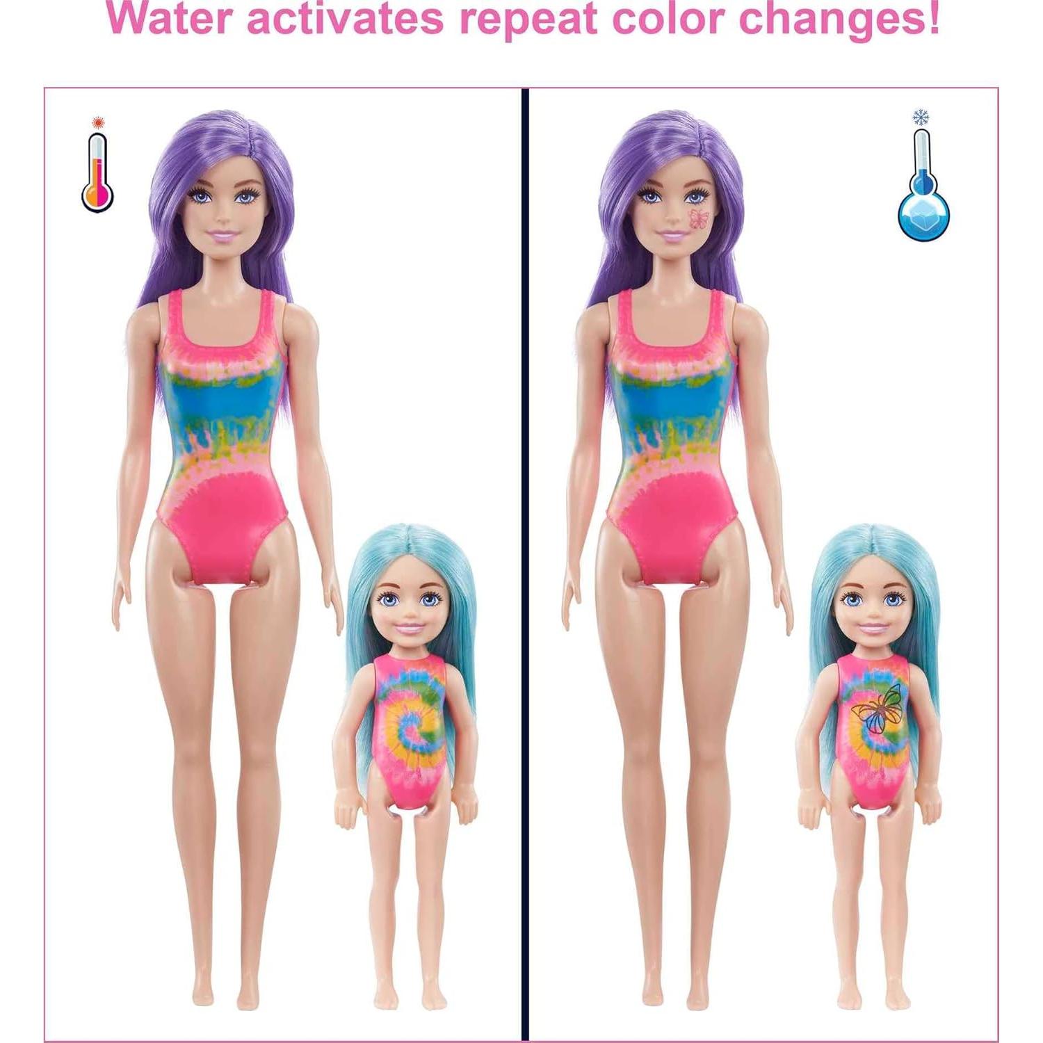 Juego Barbie Color Reveal Creador de Moda Tie-Dye 50 Sorpr.