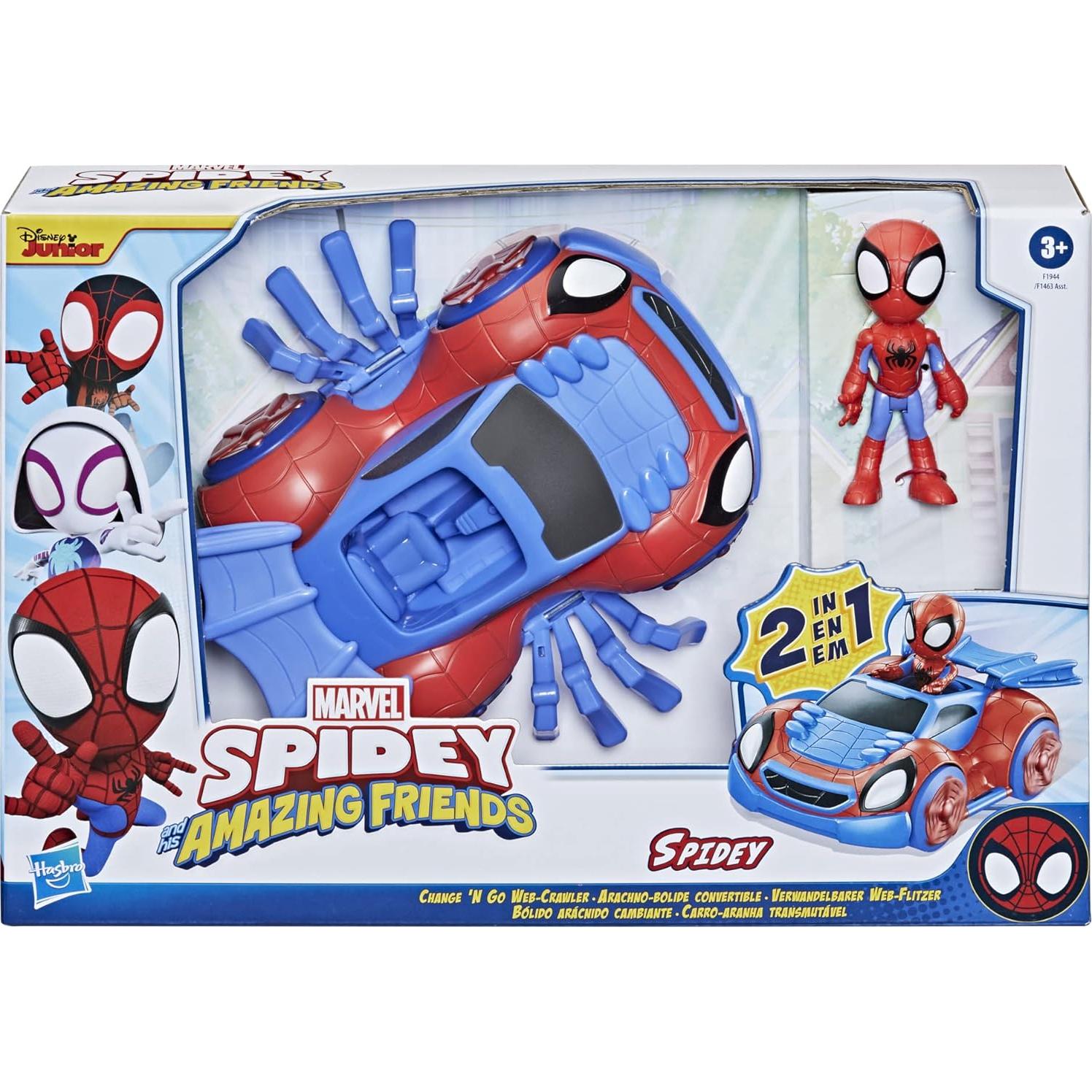 Spidey y Sus Amigos Hasbro Vehículo 2-en-1 y Figura 10 cm
