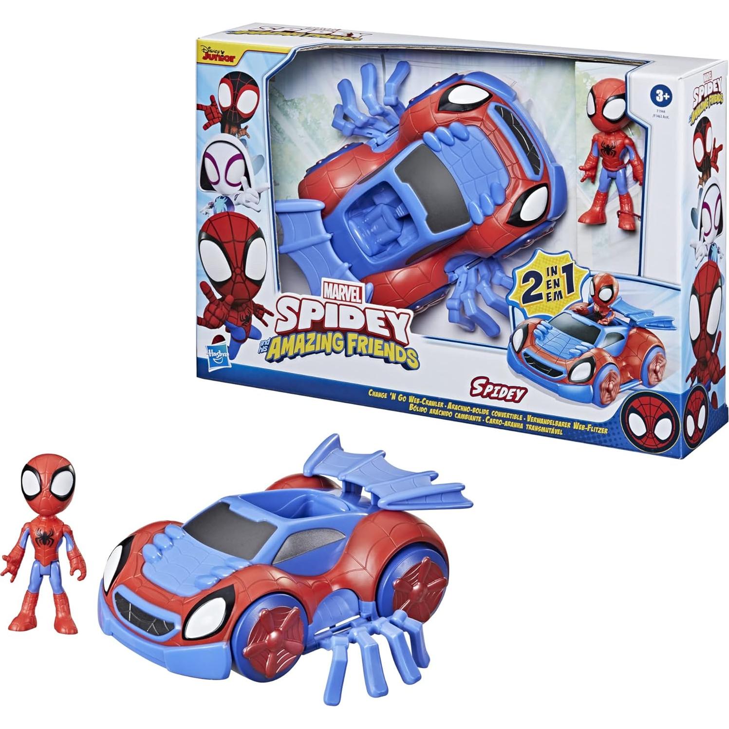 Spidey y Sus Amigos Hasbro Vehículo 2-en-1 y Figura 10 cm