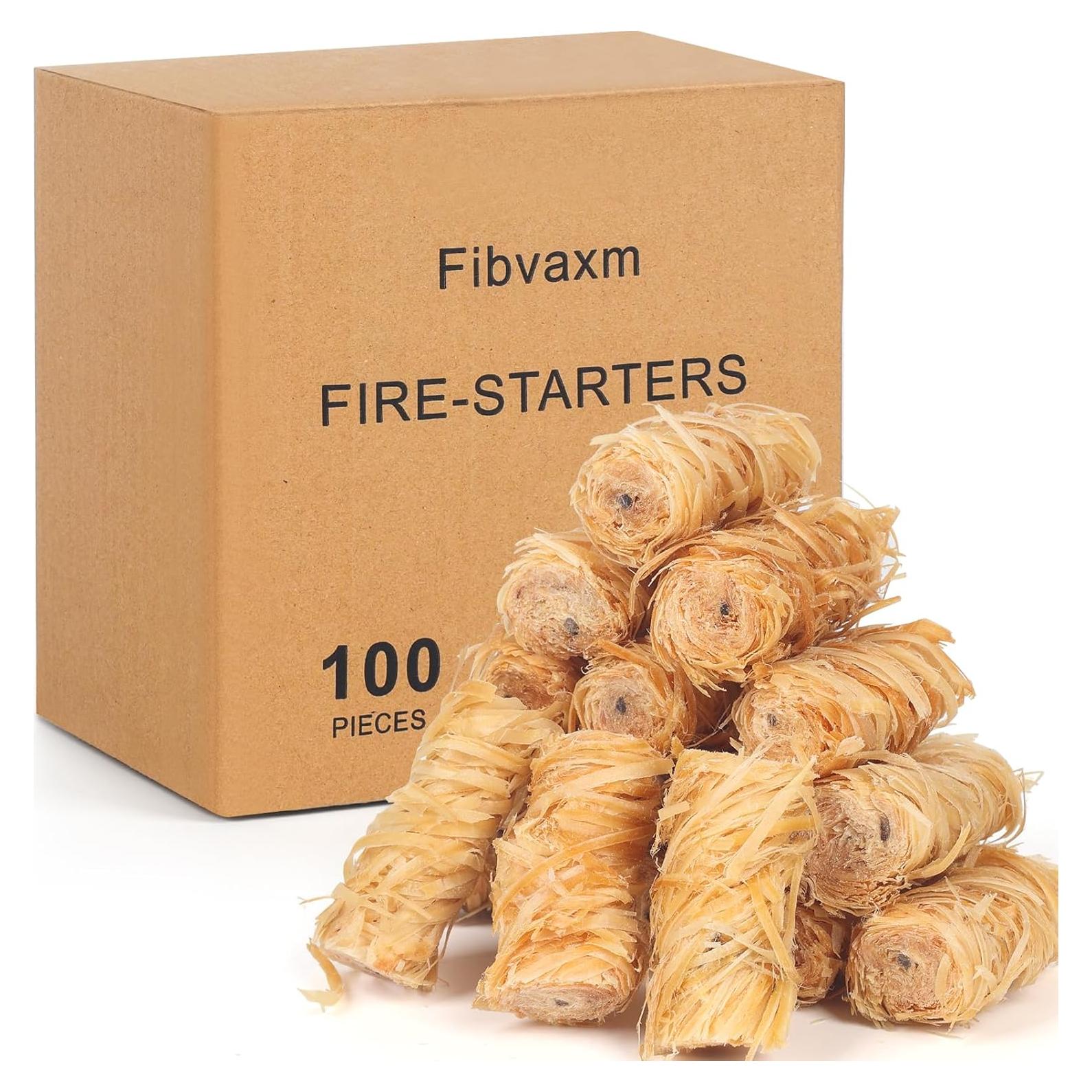 100 Encendedores Naturales Fibvaxm para BBQ y Fogatas