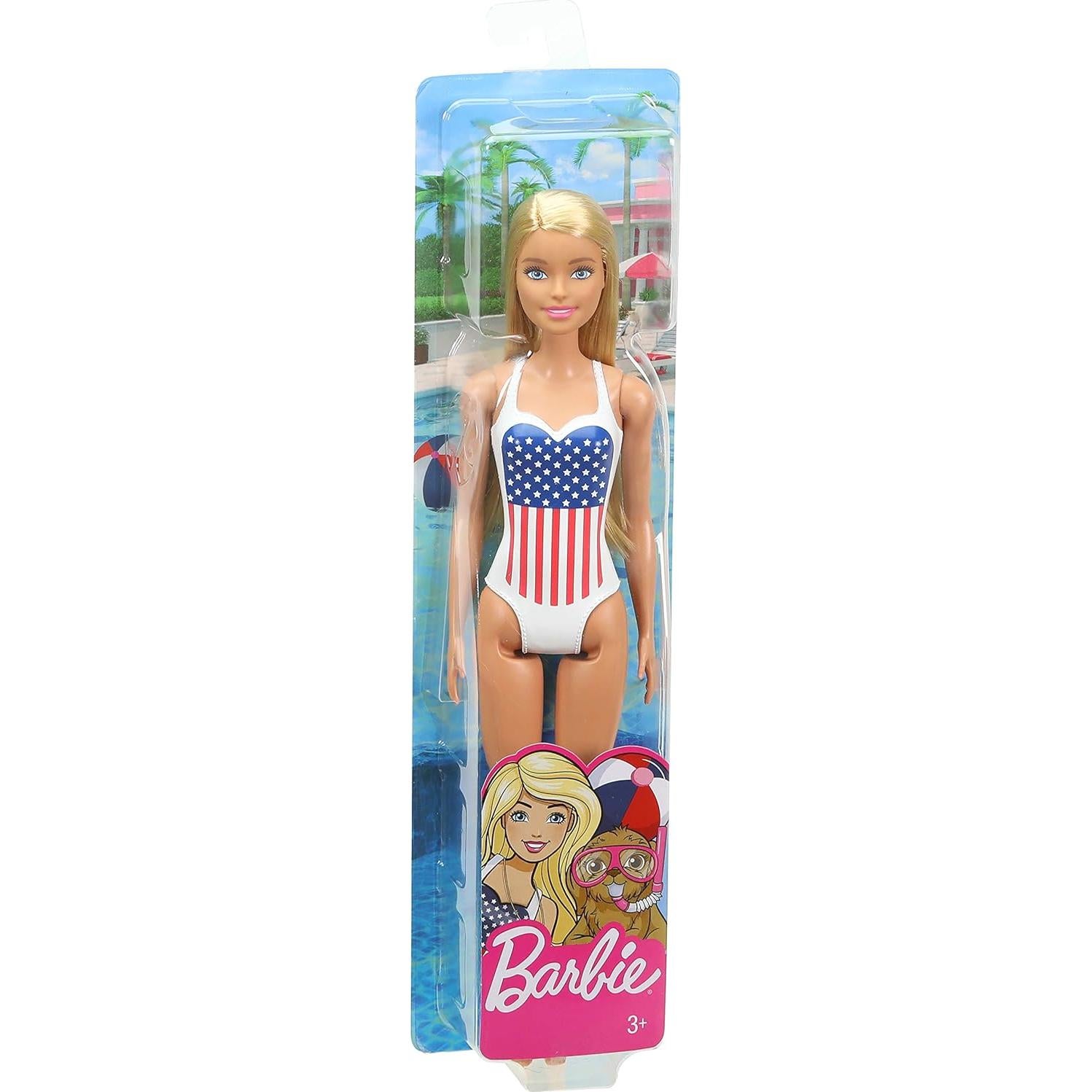 Muñeca Barbie Mattel GPB17 Traje de Baño Bandera USA