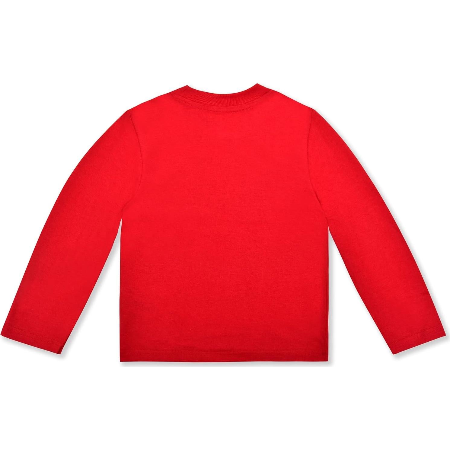 Disney Cars Boys’ Long Sleeve Shirt Costume and Jogger Set for Toddler and Little Kids – Red/Black