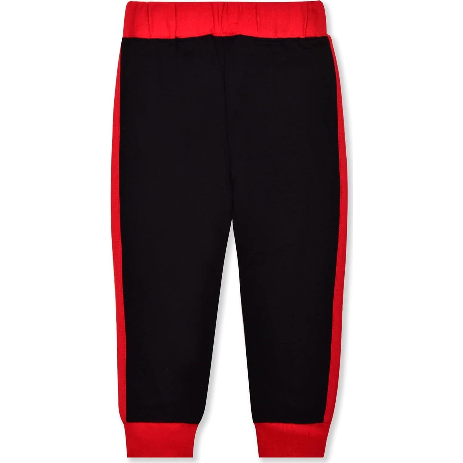 Disney Cars Boys’ Long Sleeve Shirt Costume and Jogger Set for Toddler and Little Kids – Red/Black