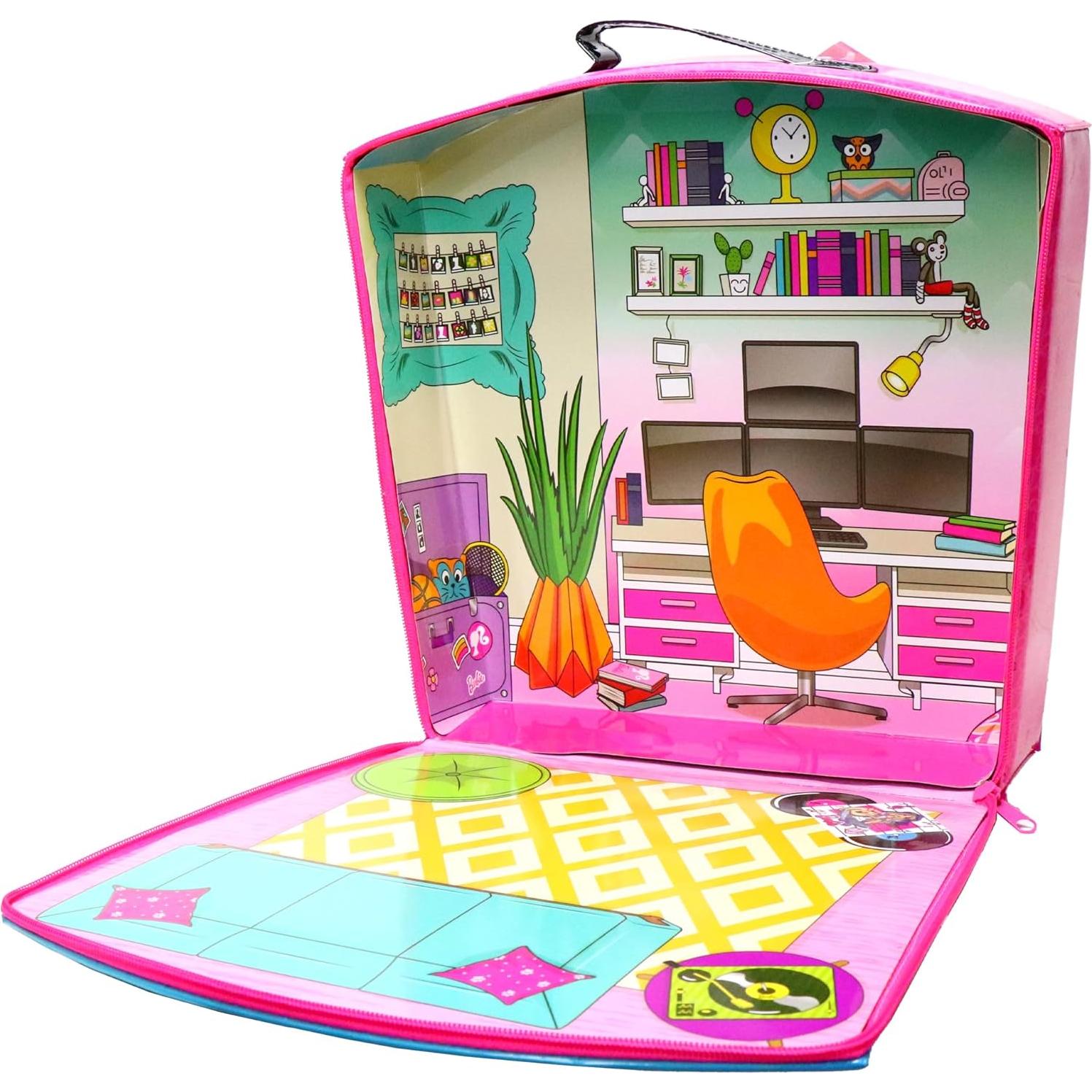 Maleta de Juego y Almacenamiento Barbie - Tara Toy - 8 Muñecas