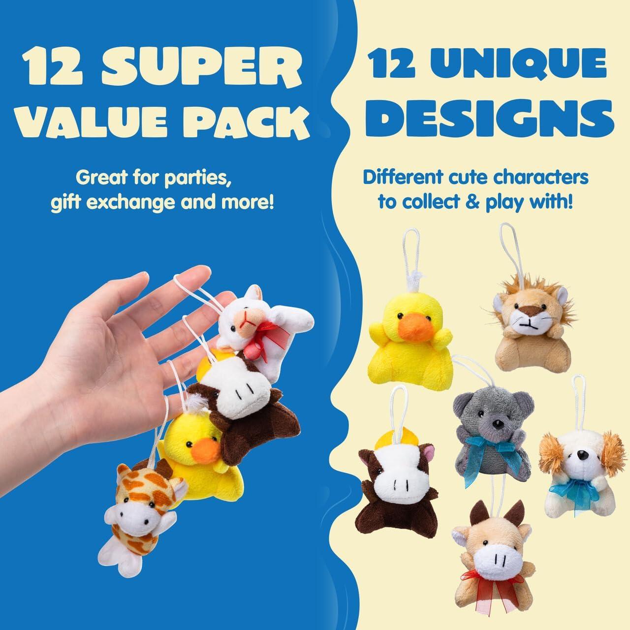 Paquete de 12 Mini Animales de Peluche Joyin 6.4-7.6 cm