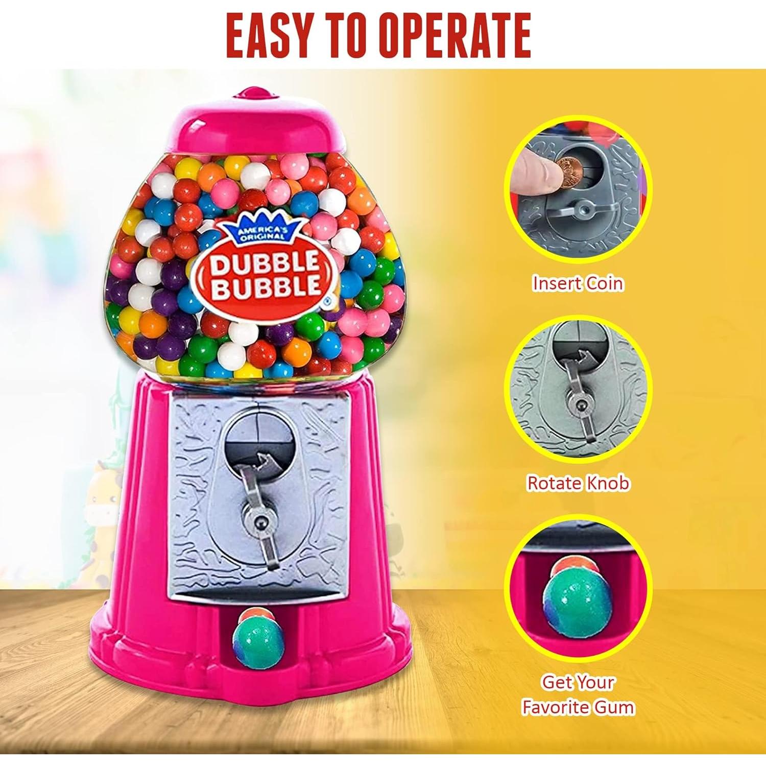 Dispensador de Chicles Rosa Operado por Monedas con 85 Chicles