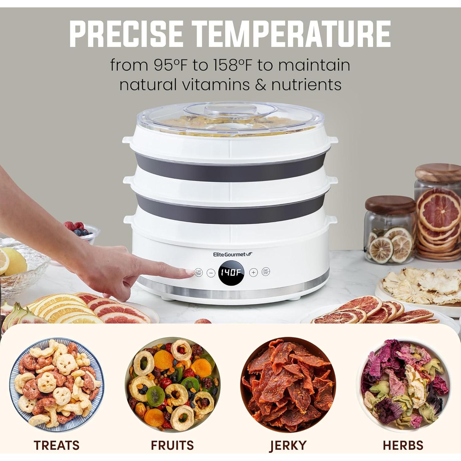 Deshidratador de Alimentos Elite Gourmet EFD329WD 5 Bandejas