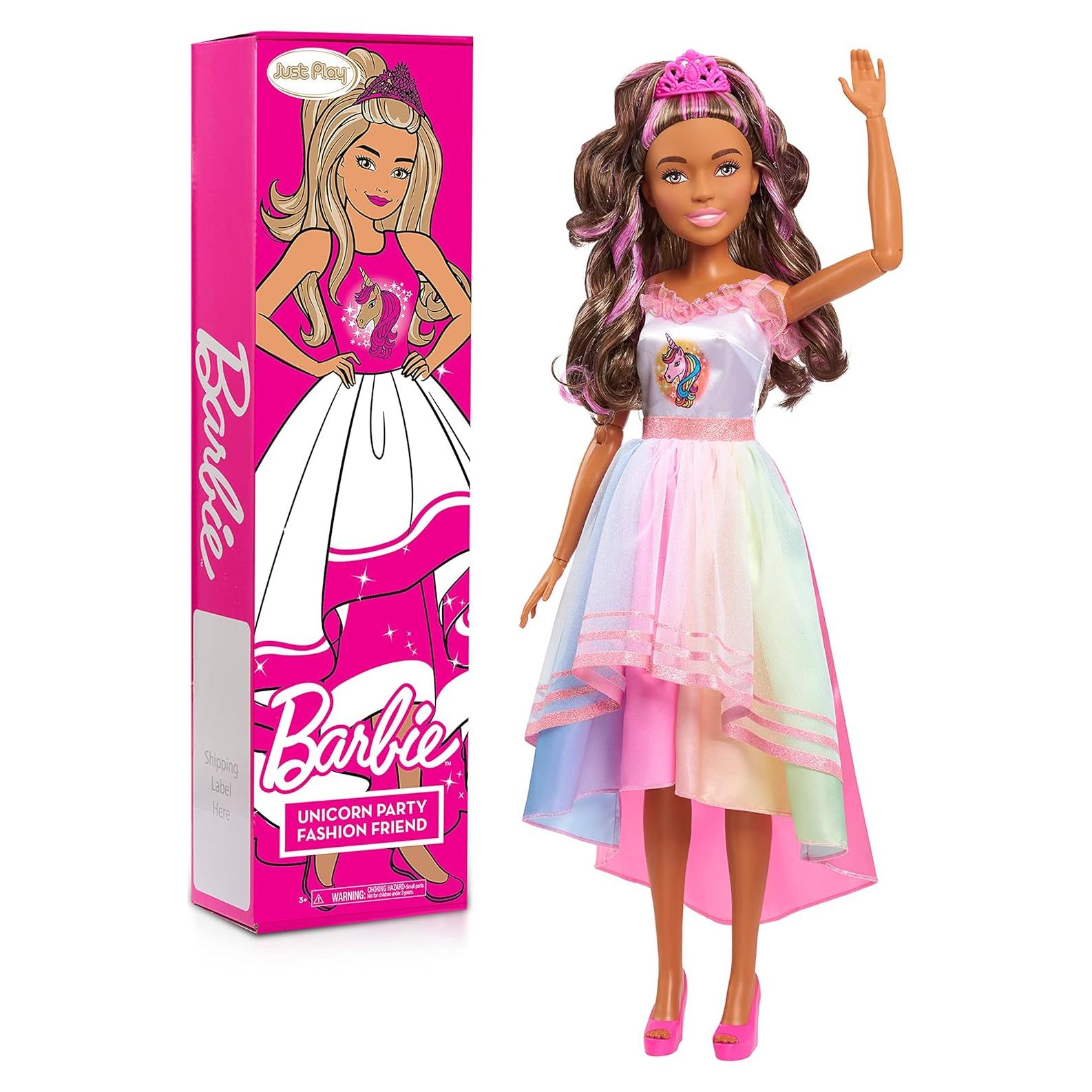 28-inch Best Fashion Friend Unicorn Party Doll and Accessories, Brown and Pink Hair, Kids Toys for Ages 3 Up, Amazon Exclusive by Just Play