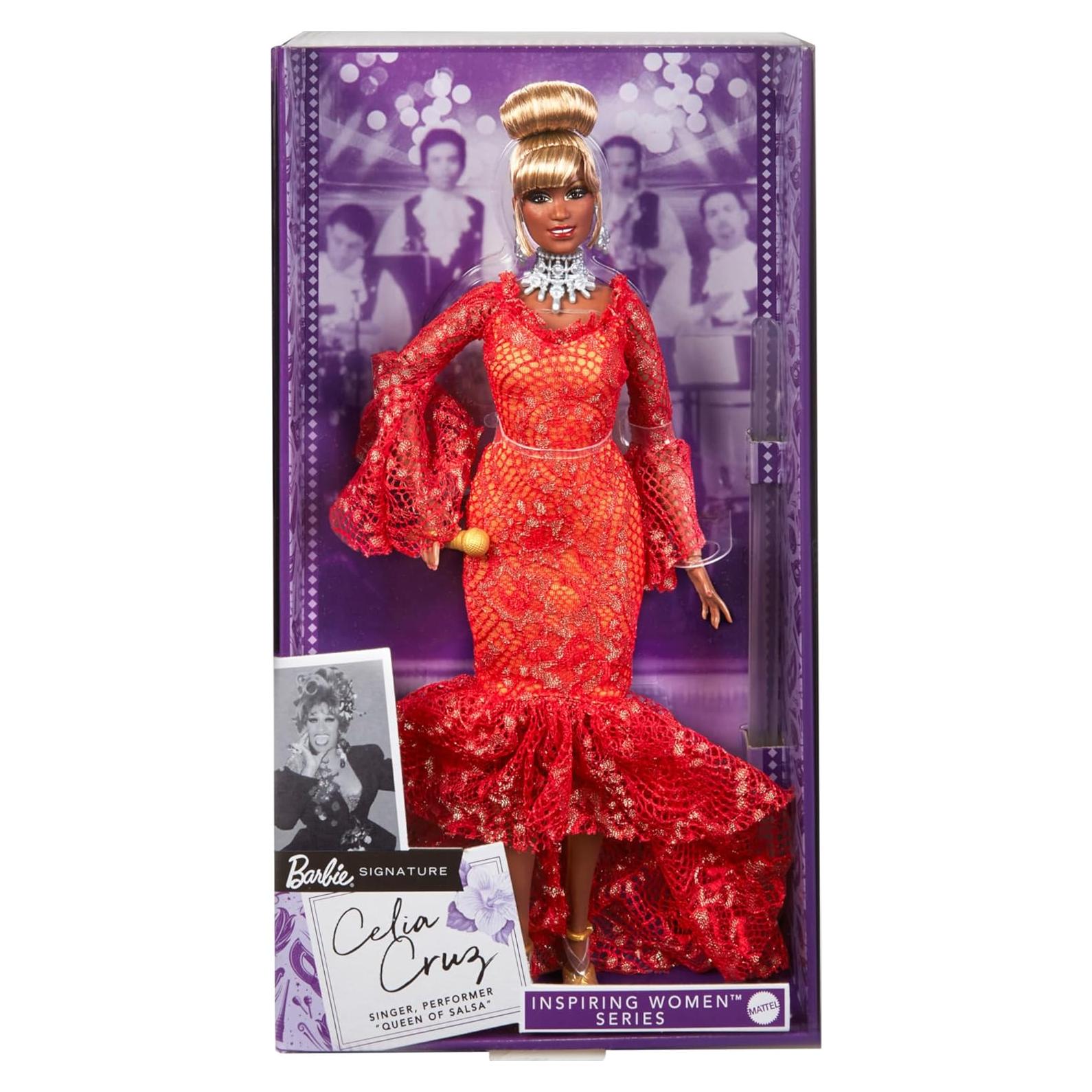Muñeca Barbie Celia Cruz Inspiradora con Vestido Rojo