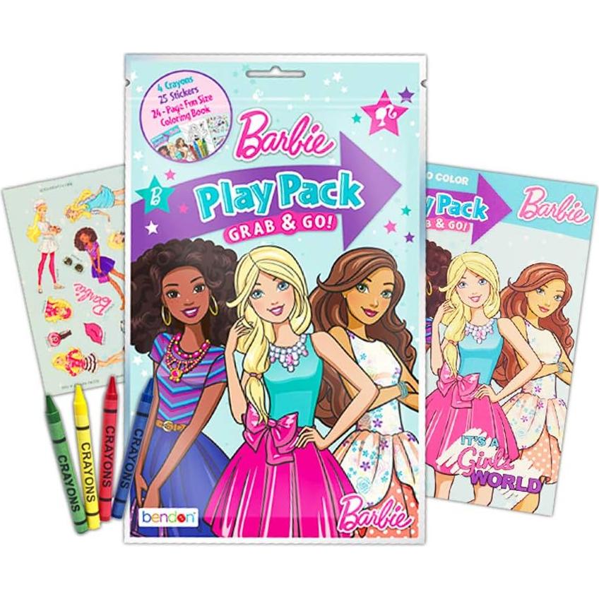 Set de Libros para Colorear Barbie - 4 Libros y Stickers