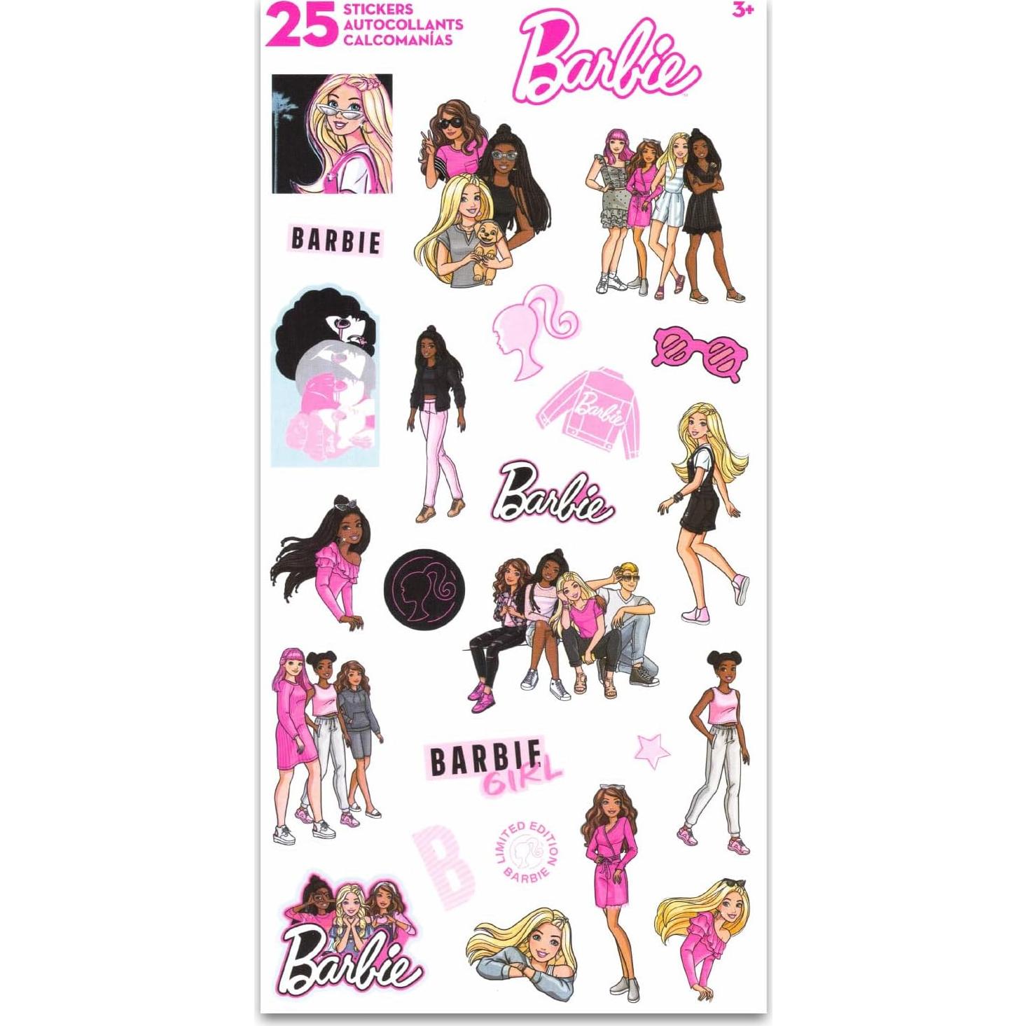 Stickers de Barbie para Niñas - Paquete de 12 Hojas