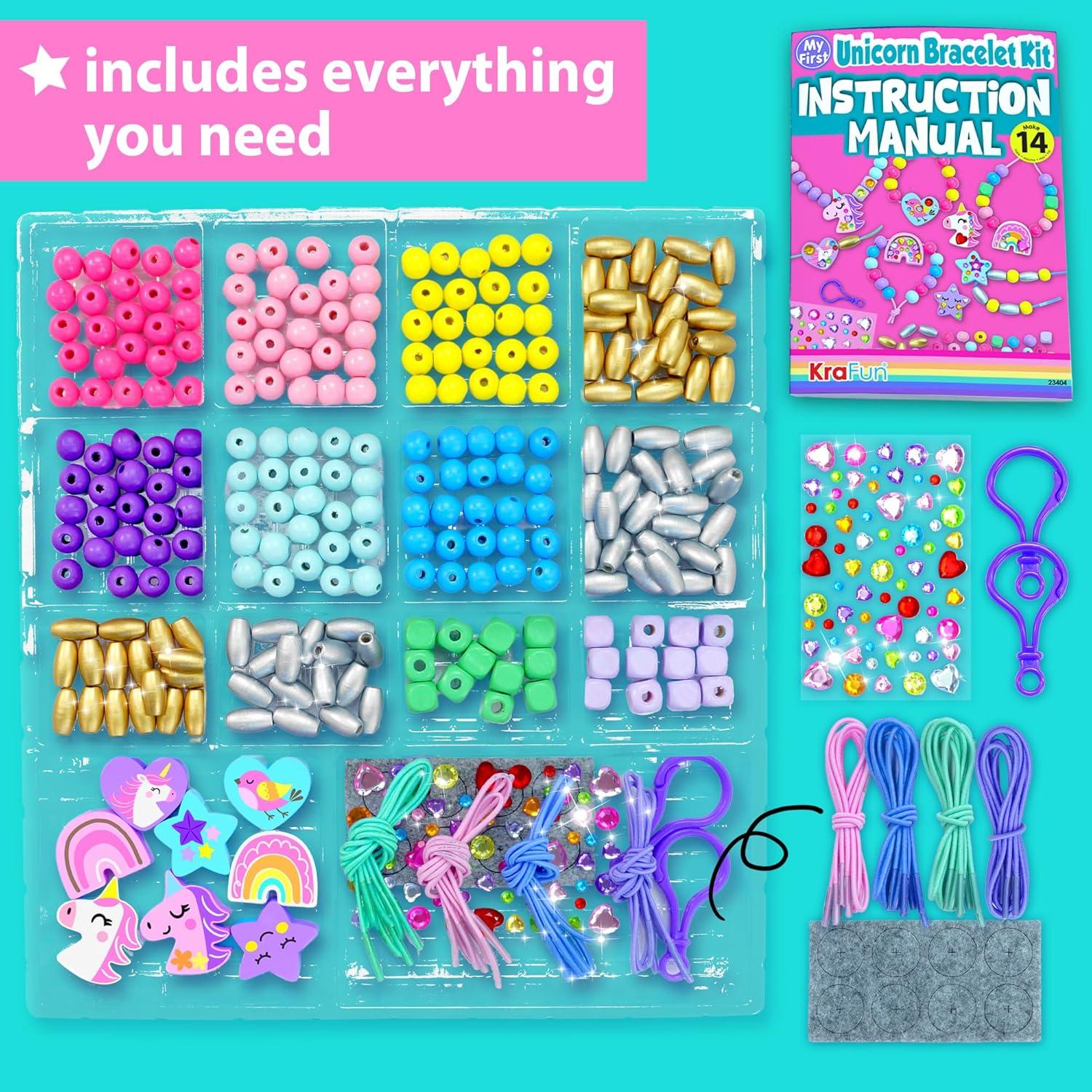 KRAFUN Kit de Pulsera de Unicornio para Niños - 14 Proyectos DIY