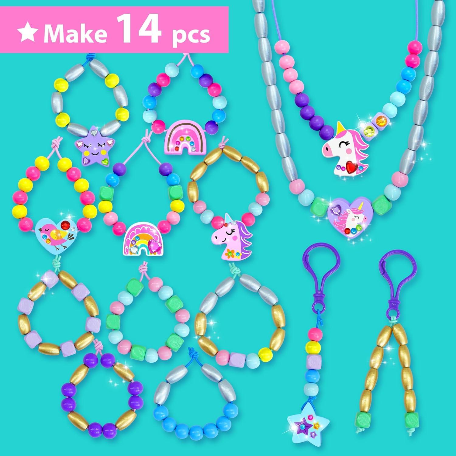KRAFUN Kit de Pulsera de Unicornio para Niños - 14 Proyectos DIY