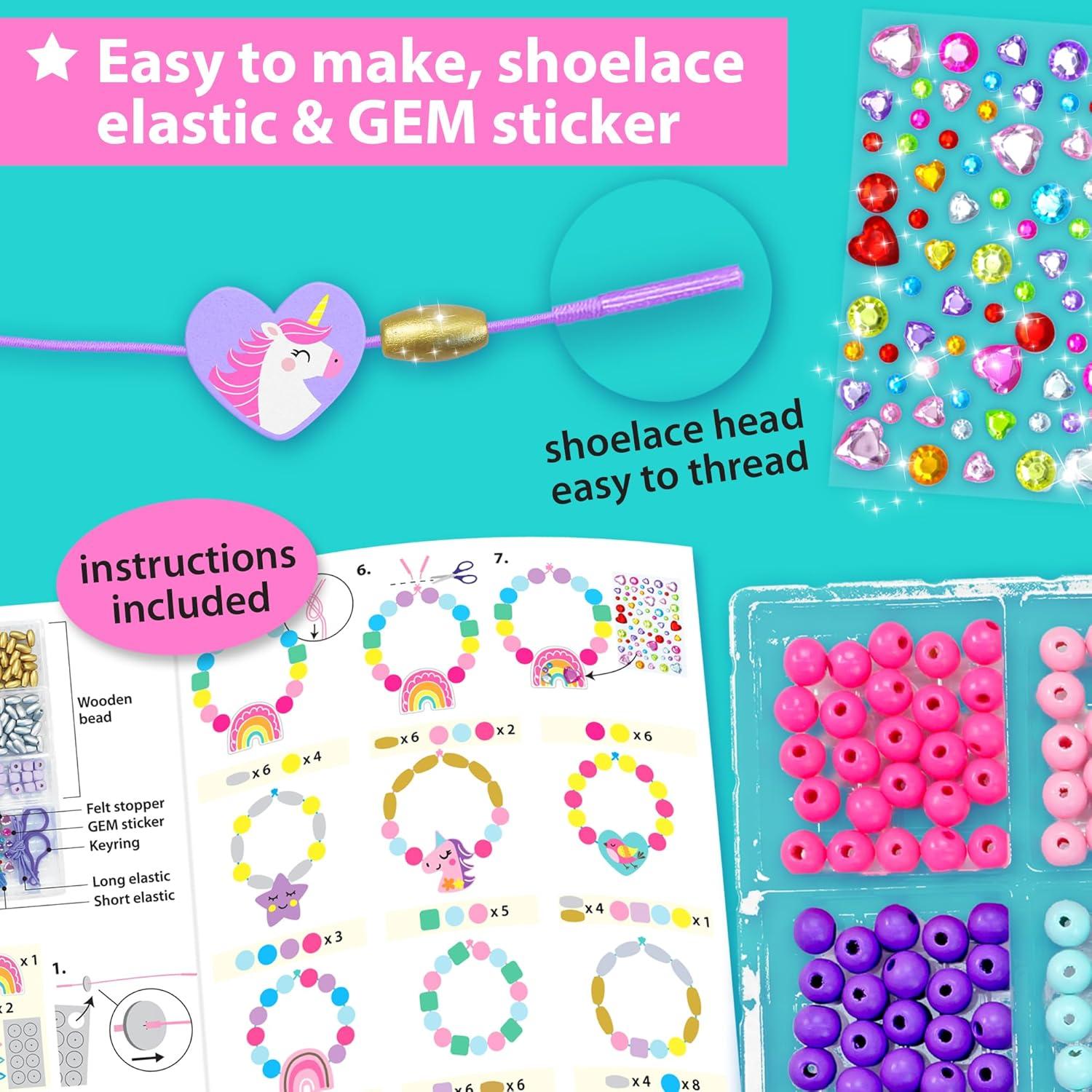 KRAFUN Kit de Pulsera de Unicornio para Niños - 14 Proyectos DIY