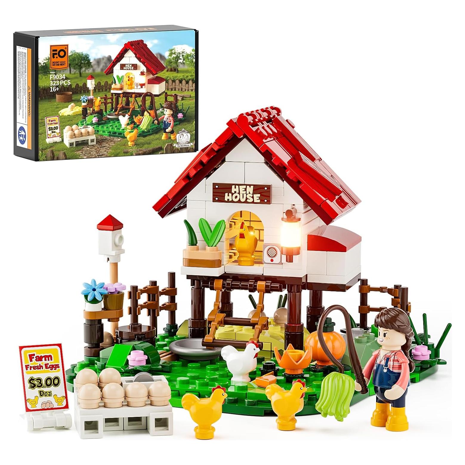 Set de Construcción Gallinero FUNWHOLE 323 Pcs con Luz LED