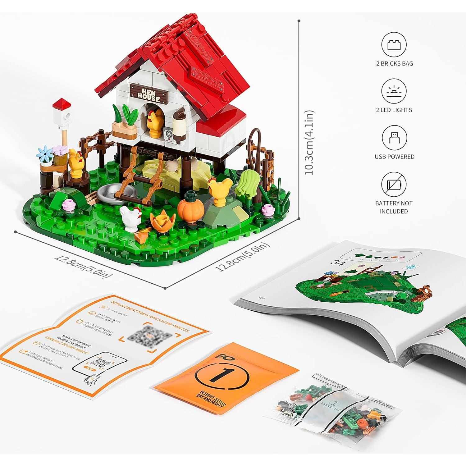 Set de Construcción Gallinero FUNWHOLE 323 Pcs con Luz LED