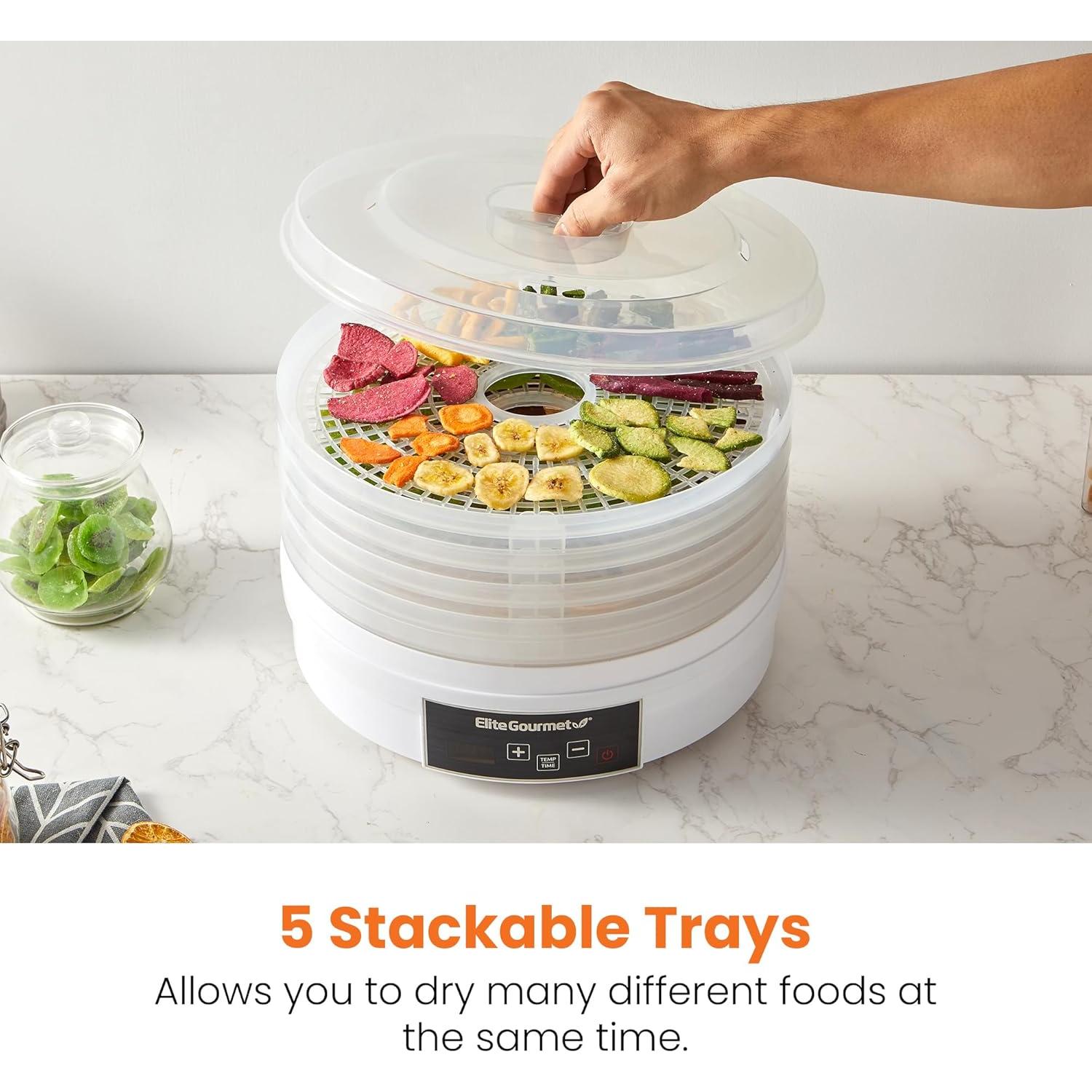 Deshidratador de Alimentos Elite Gourmet EFD770WD 5 bandejas