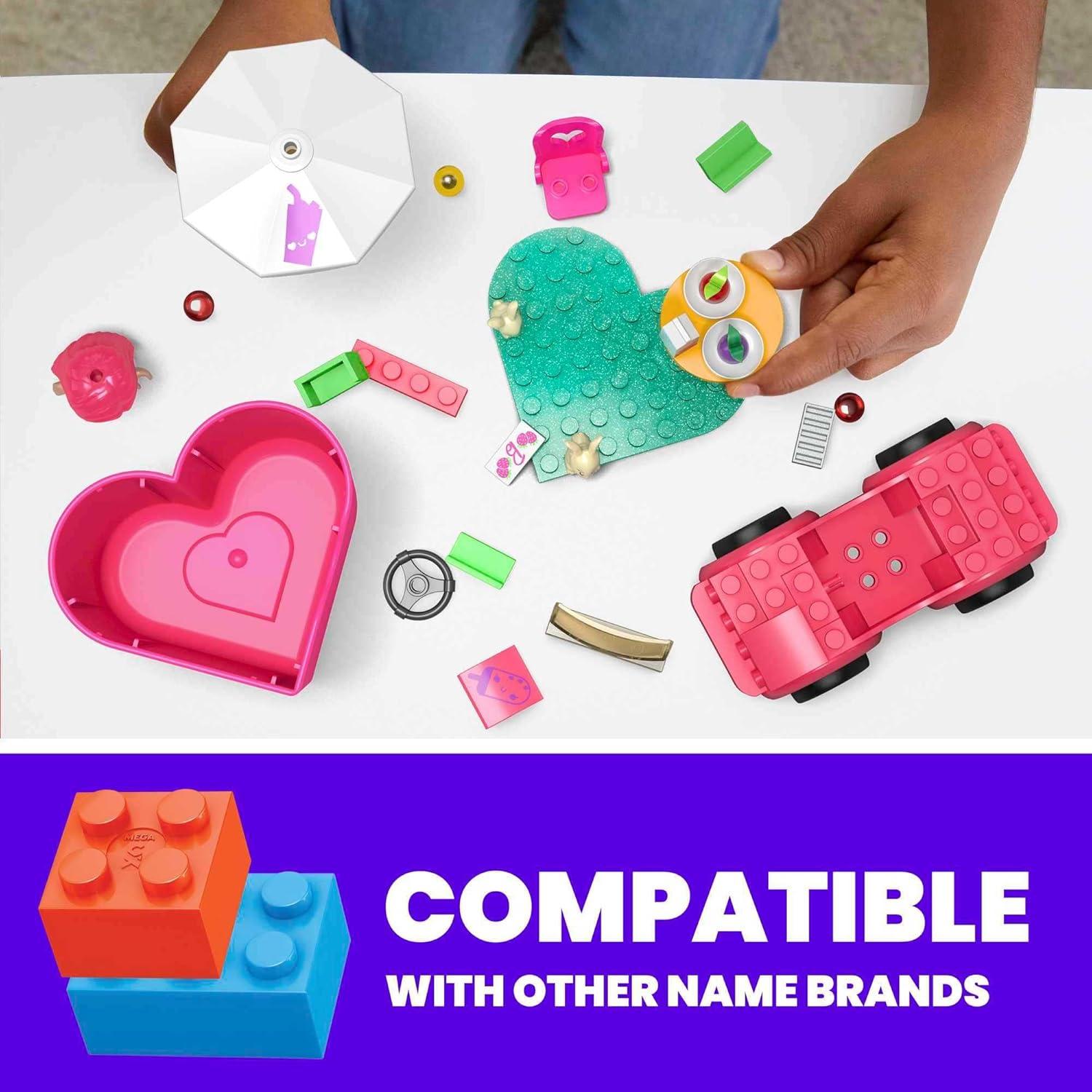 MEGA Barbie Color Reveal Kids Building Toy Set, Convertible Road Trip with 66 Pieces, 2 Micro-Dolls and Accessories, Pink, Ages 4+ Years