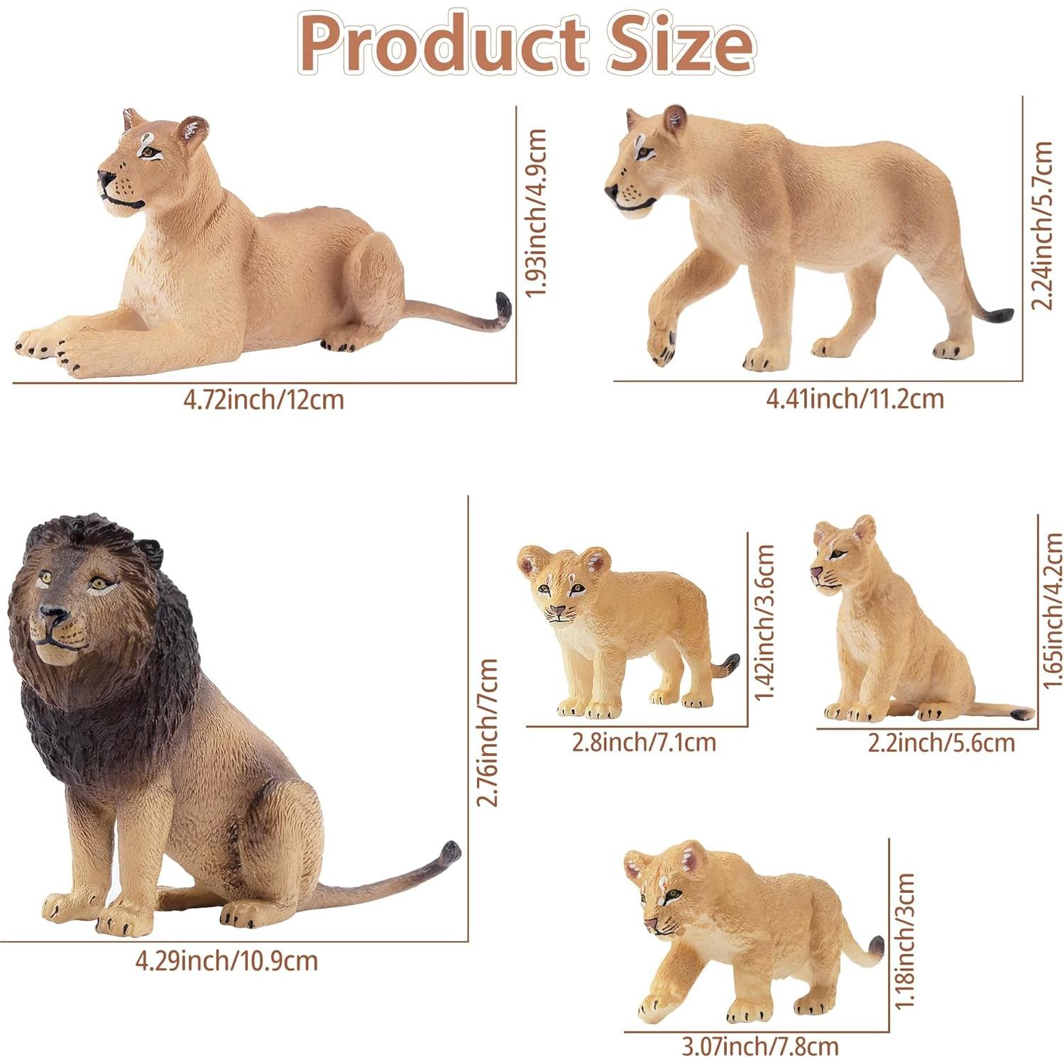 Set de Figuras de Leones Toymany 6PCS Realistas 10cm