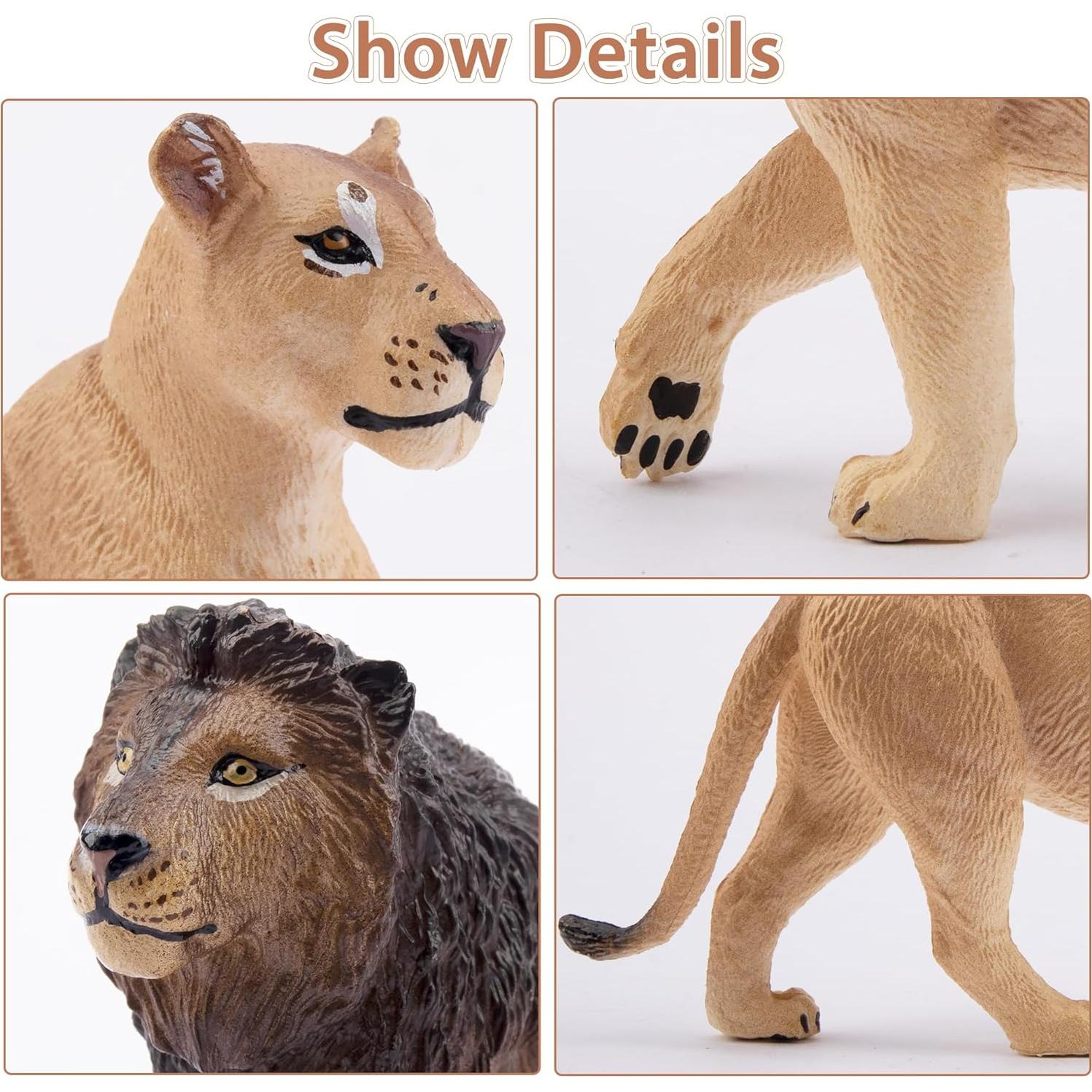 Set de Figuras de Leones Toymany 6PCS Realistas 10cm