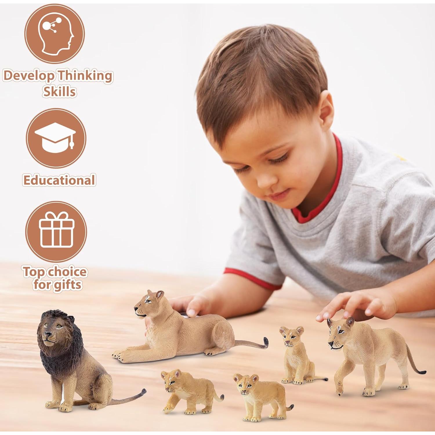 Set de Figuras de Leones Toymany 6PCS Realistas 10cm