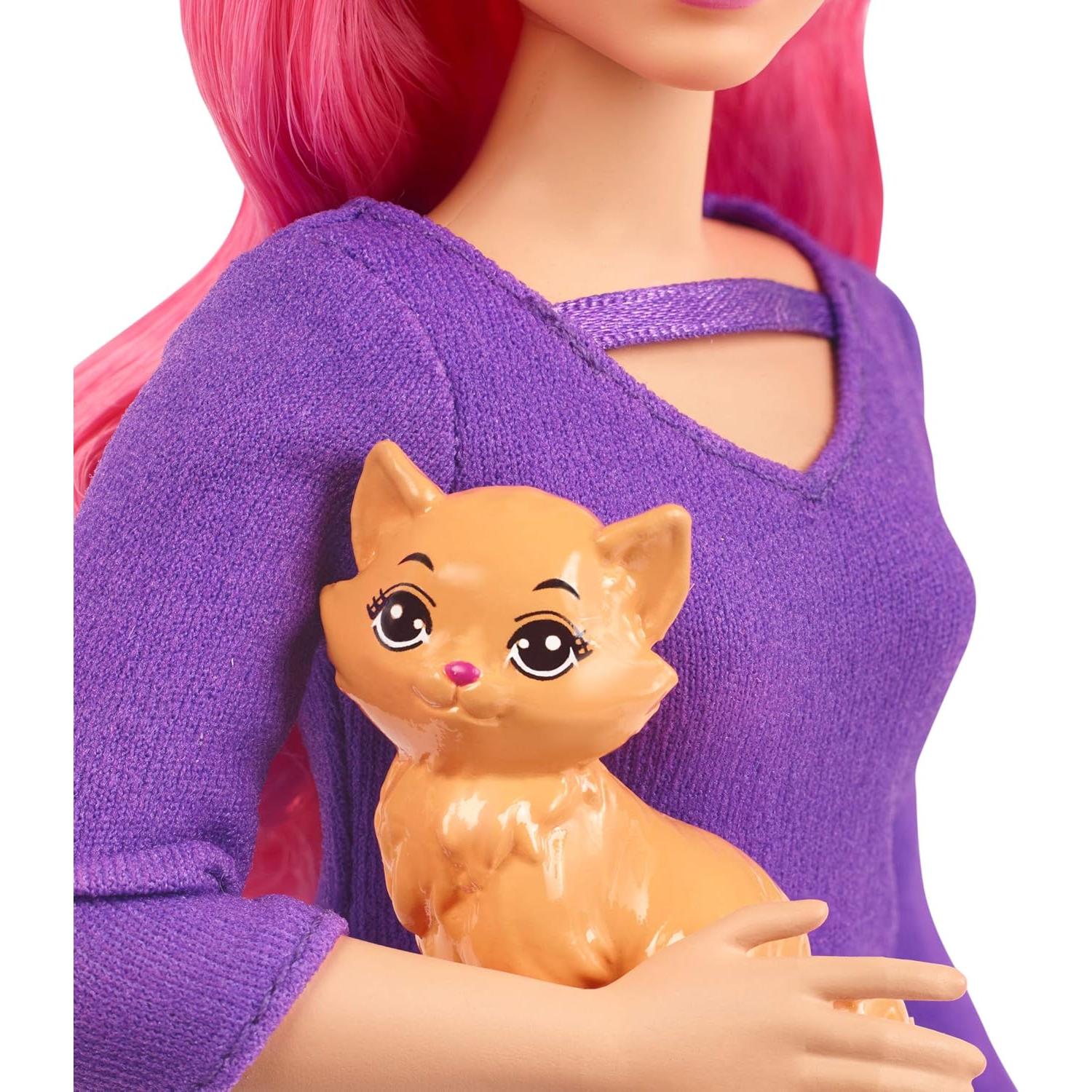 Muñeca de Viaje Barbie Daisy con Gatito y Maleta 9 Piezas