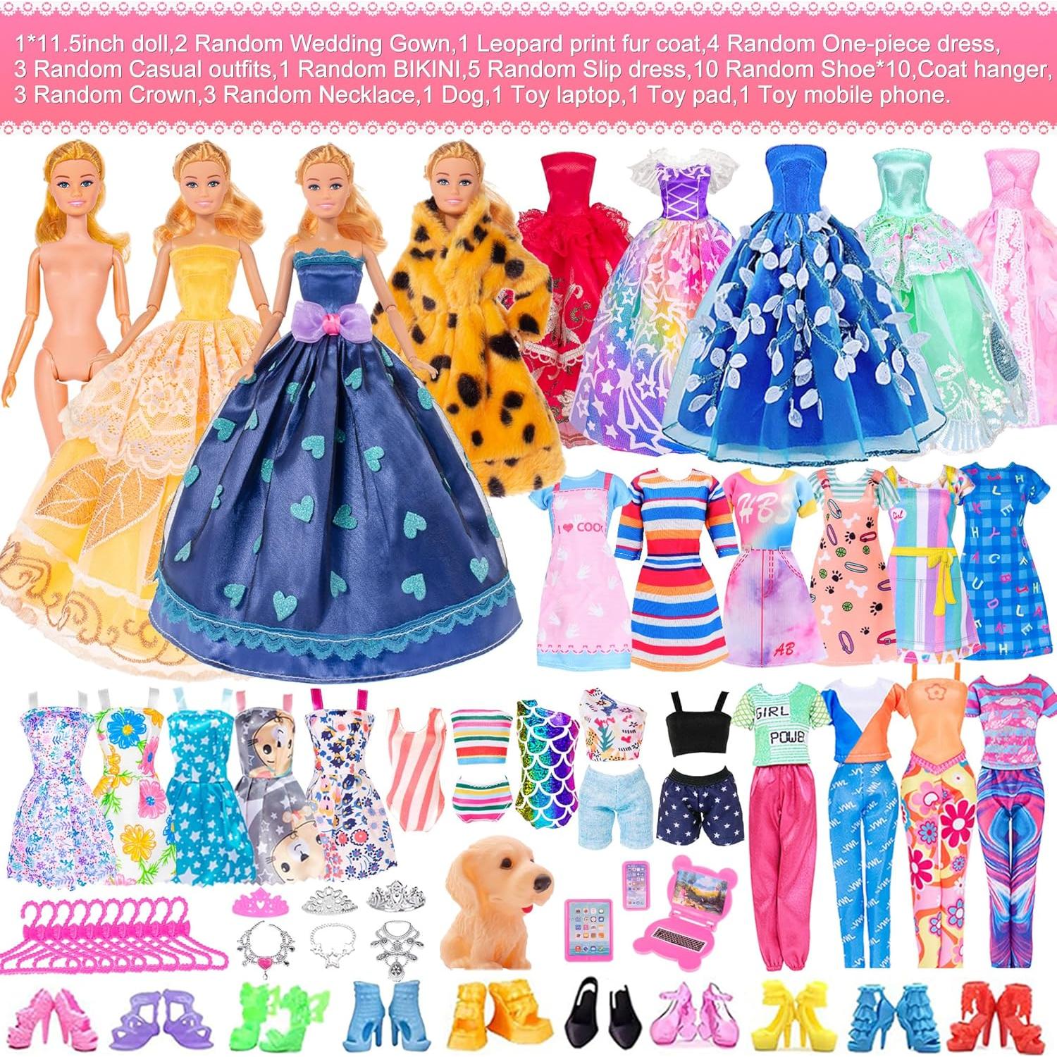 Set de 50 Piezas Muñeca de 29.21 cm con Ropa y Accesorios