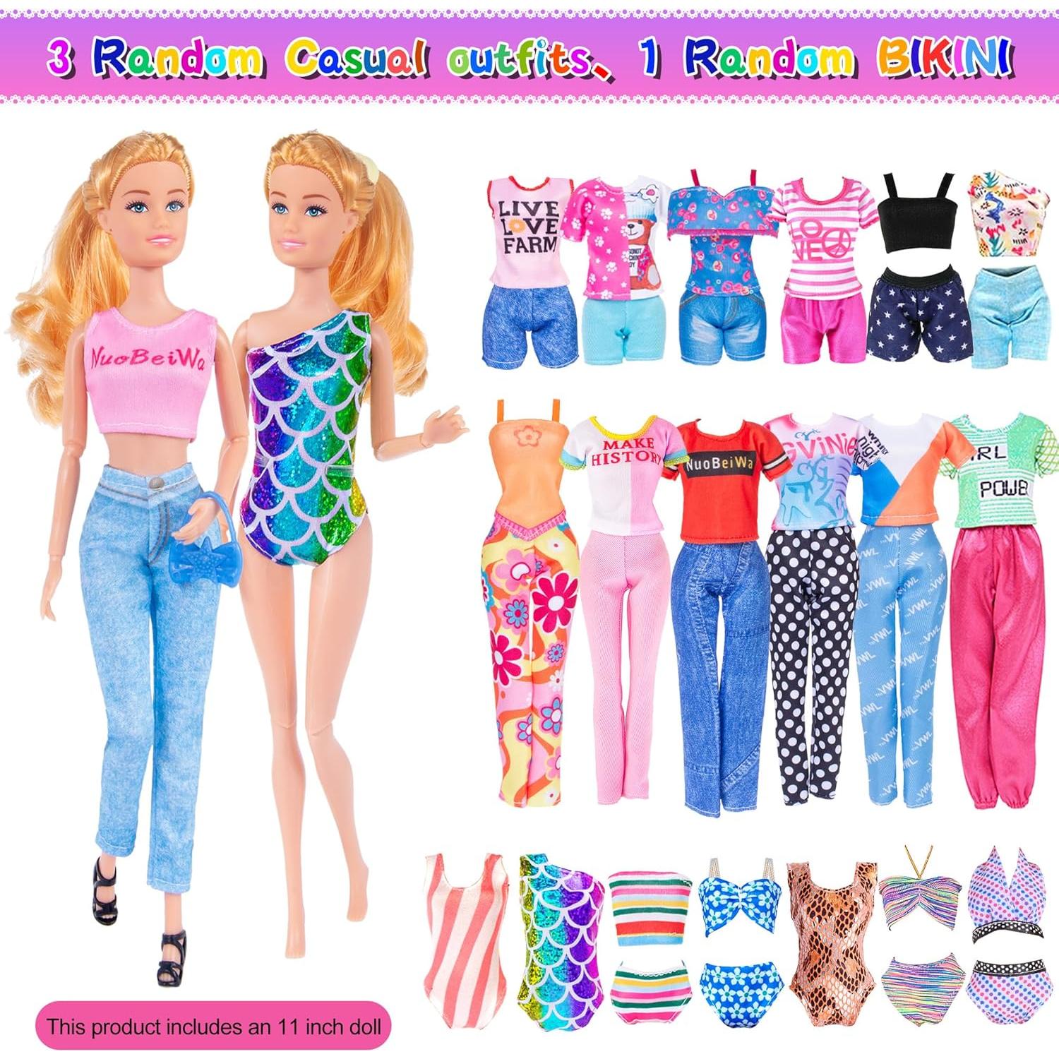 Set de 50 Piezas Muñeca de 29.21 cm con Ropa y Accesorios