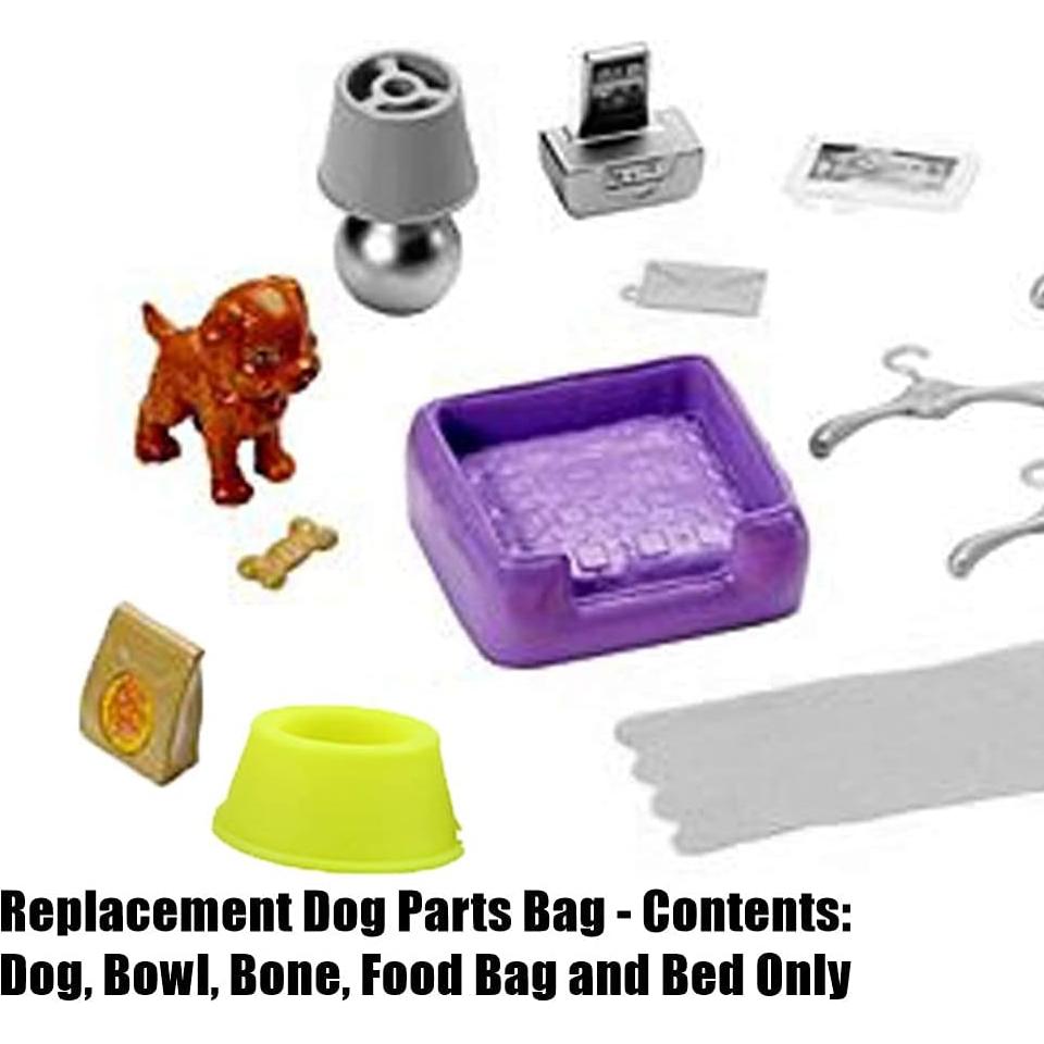 Piezas de Repuesto Barbie FHY73 Perro, Cuenco y Cama