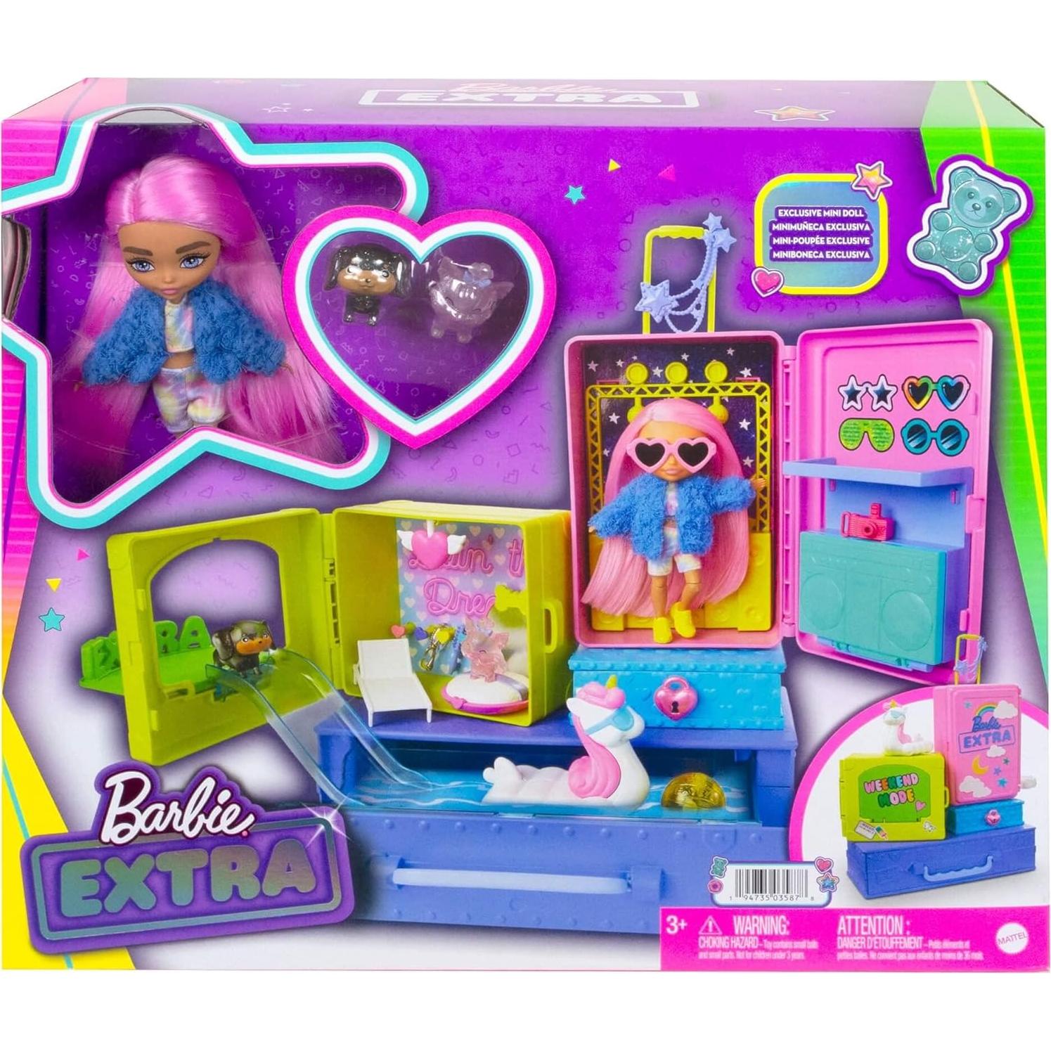 Barbie Conjunto de Viaje Extra HDY91 con 2 Cachorros y Accesorios