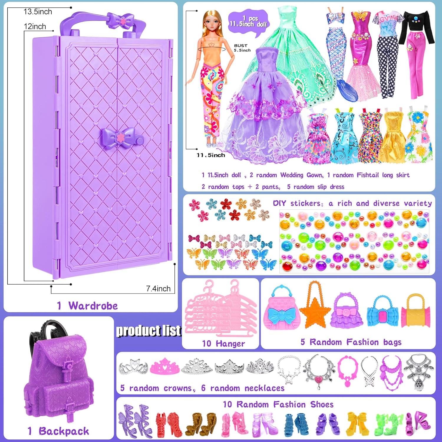 Juego de Muñeca 11.5" iBayda con Ropa y Accesorios