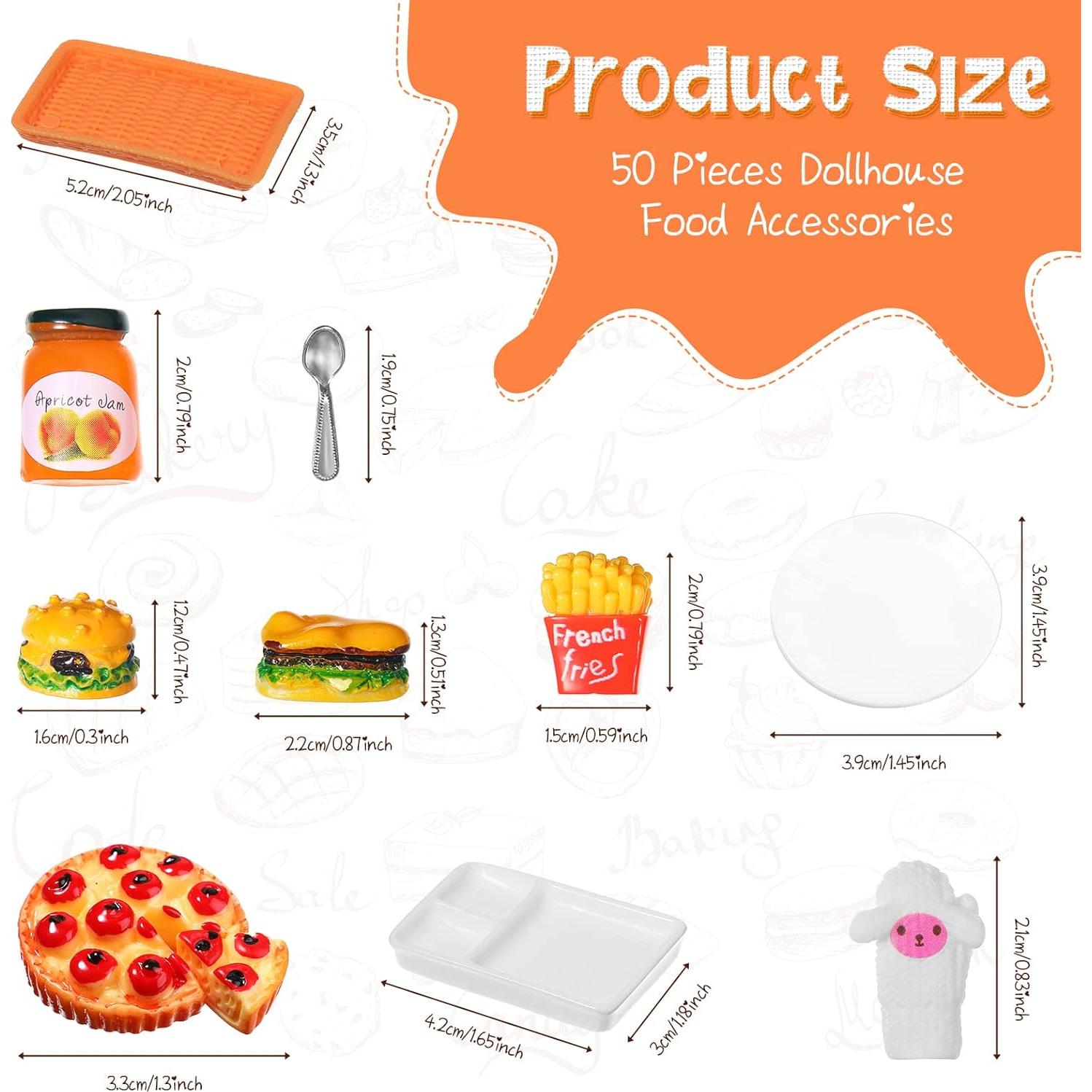 Juego de 50 Accesorios de Comida Miniatura Civaner 1:12