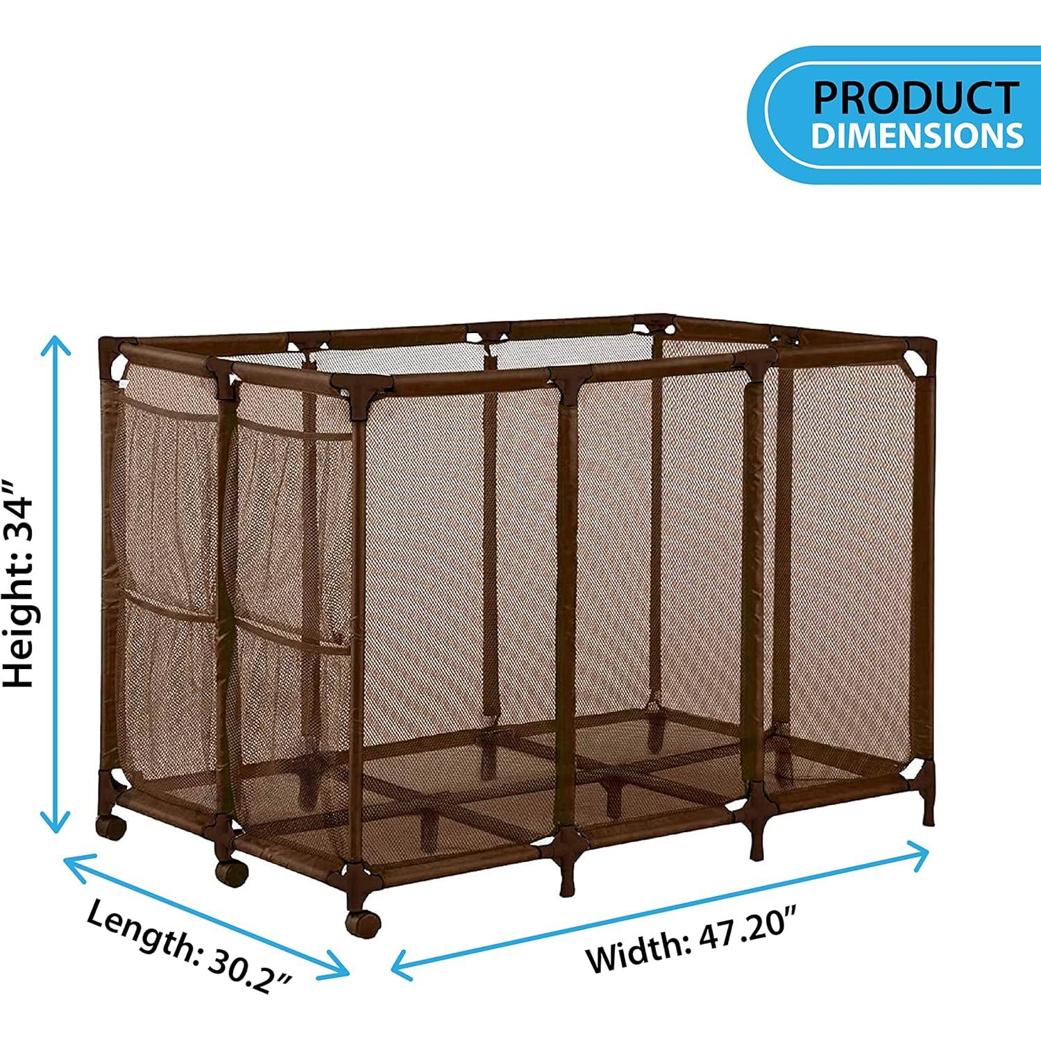 Essentially Yours Pool Noodles Holder, Toys, Floats, Balls and Floats Equipment Mesh Rolling Storage Organizer Bin, XXL, Brown Style 455119