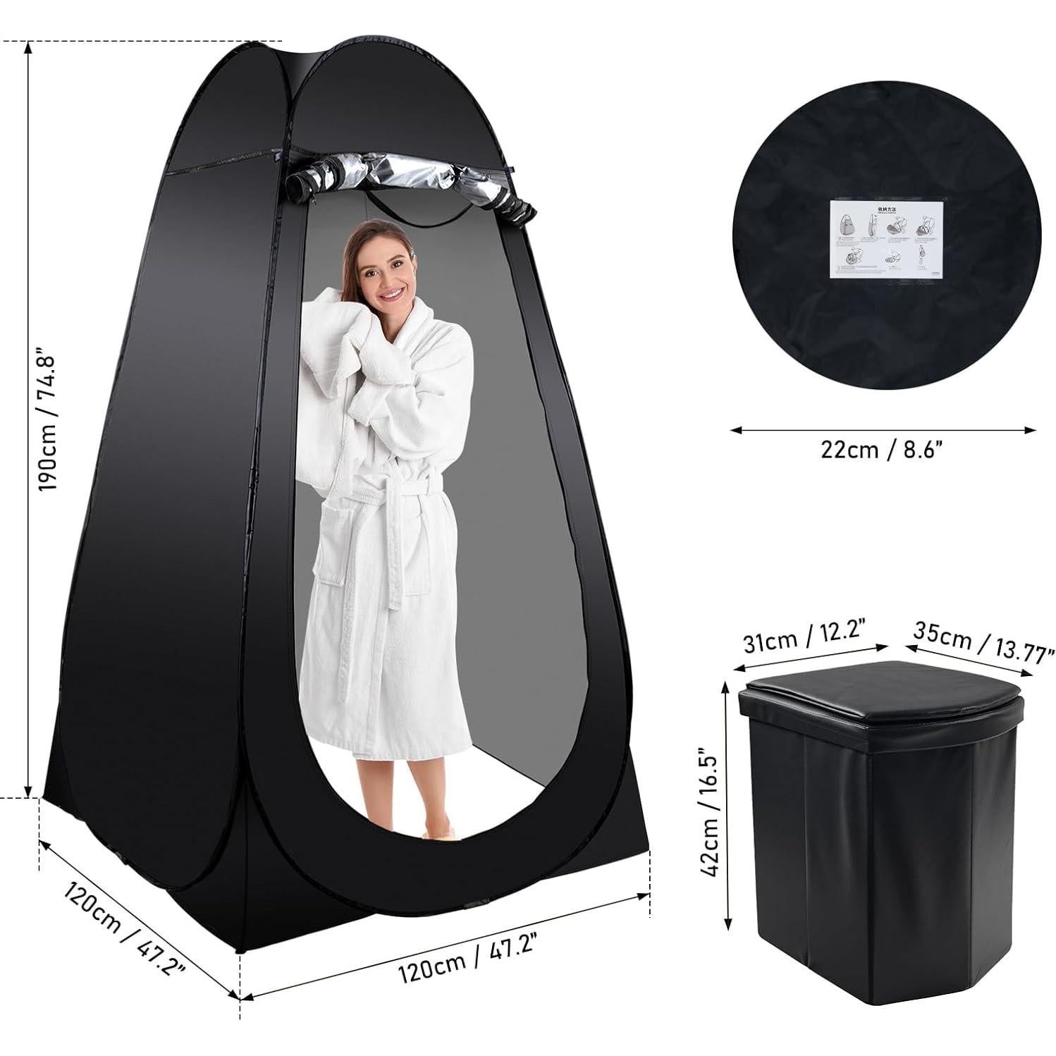 Inodoro Portátil G2 GO2GETHER con Carpa Plegable Negra