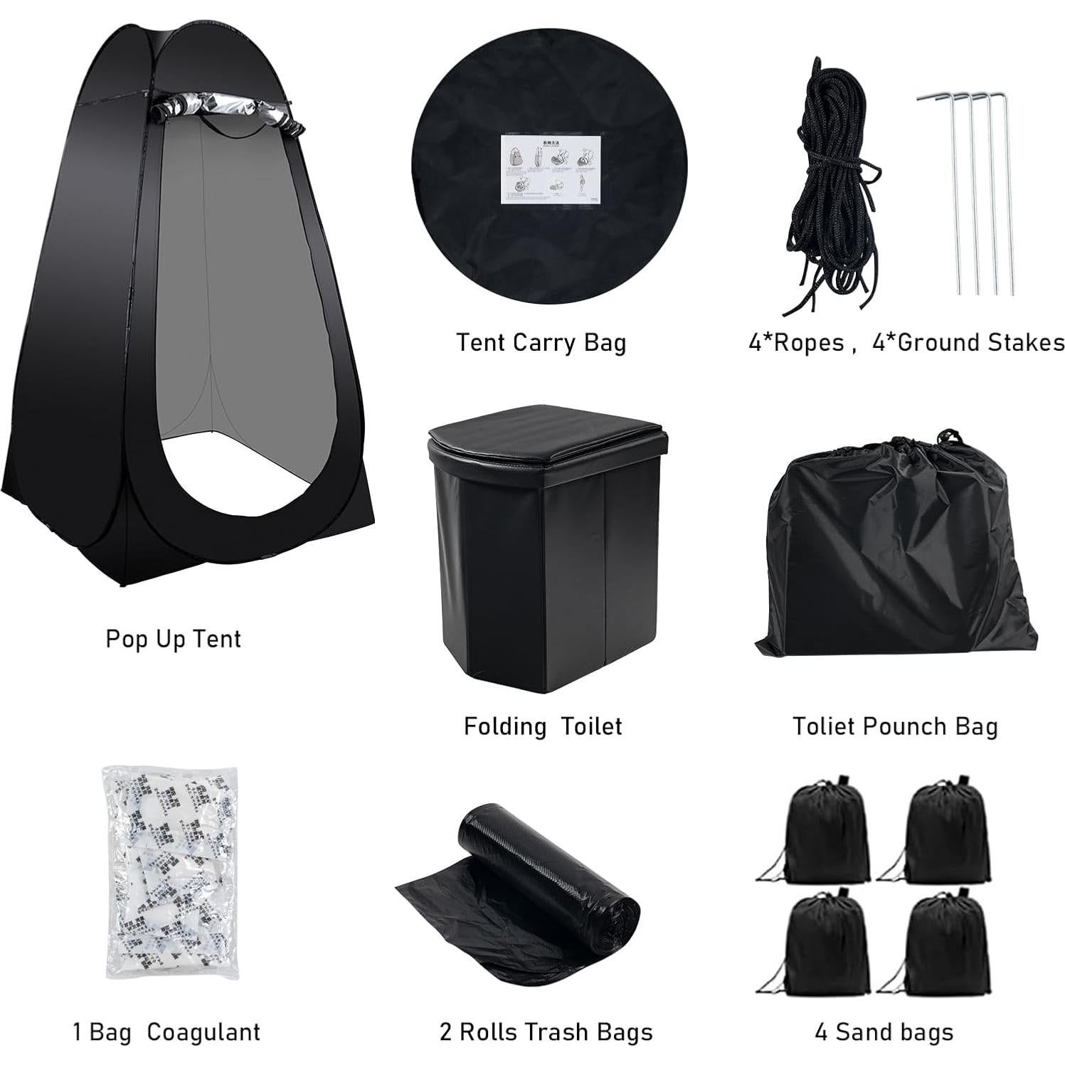 Inodoro Portátil G2 GO2GETHER con Carpa Plegable Negra