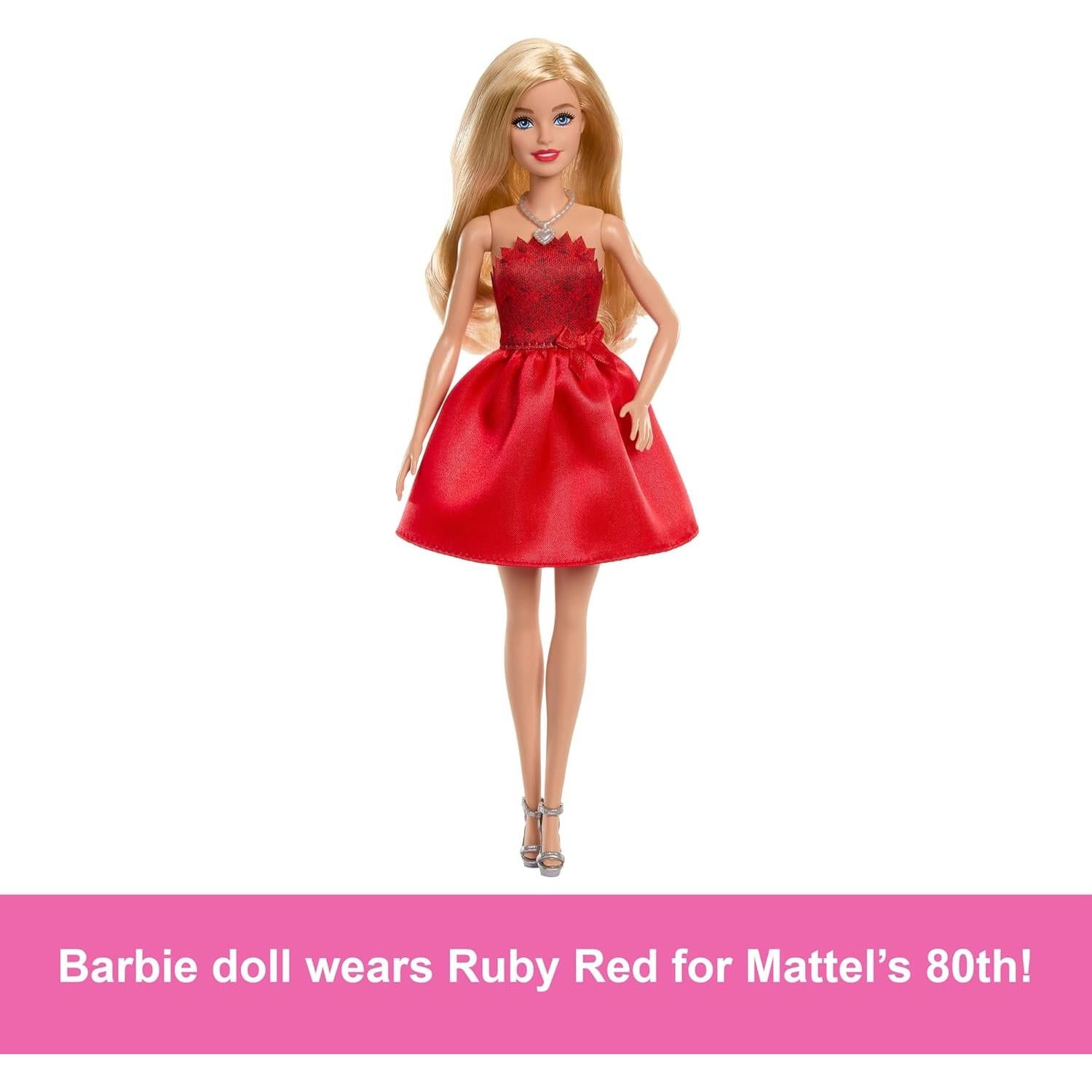 Muñeca Barbie 80 Aniversario Mattel Vestido Rojo