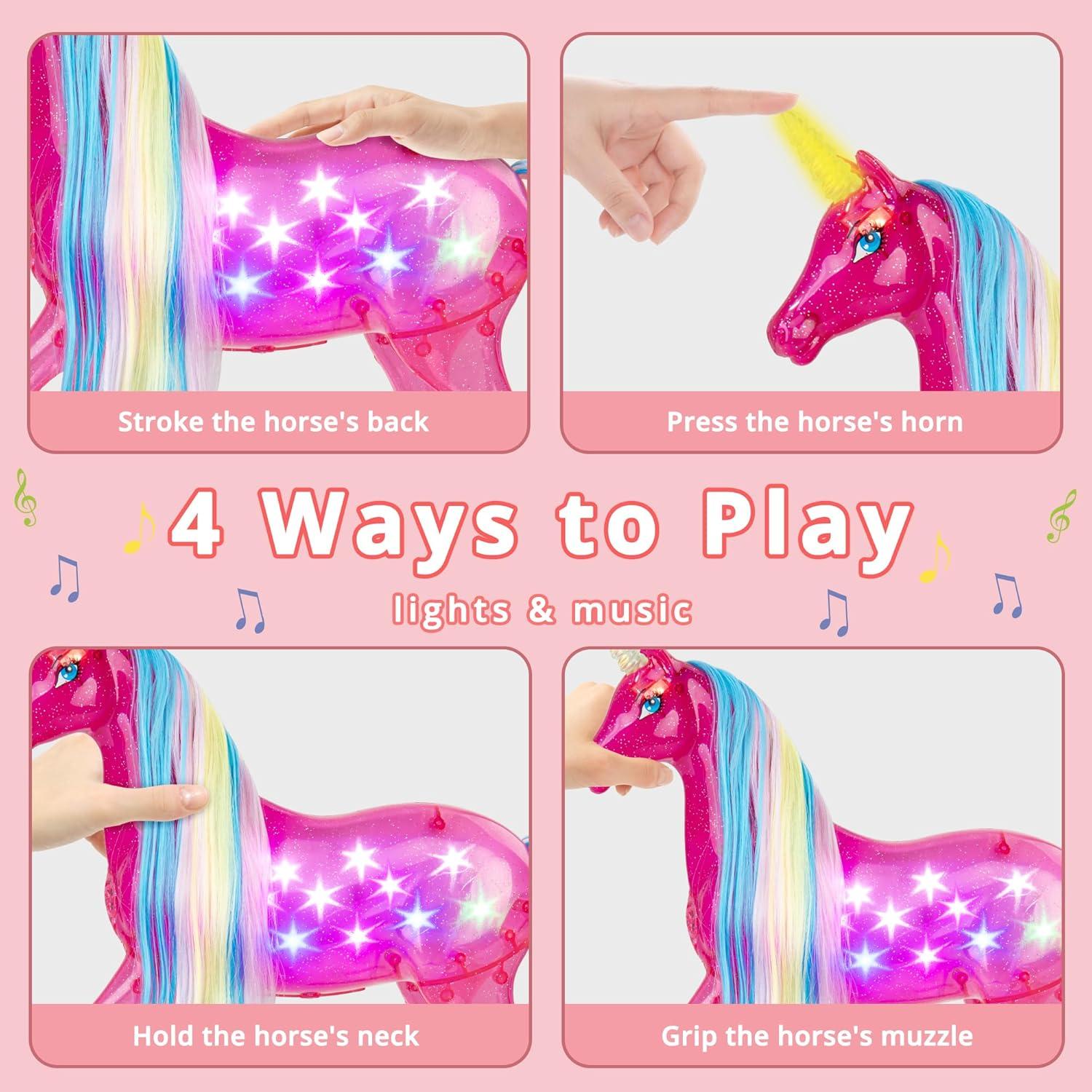 Conjunto de Muñeca Unicornio Grande BETTINA con Luces y Sonidos