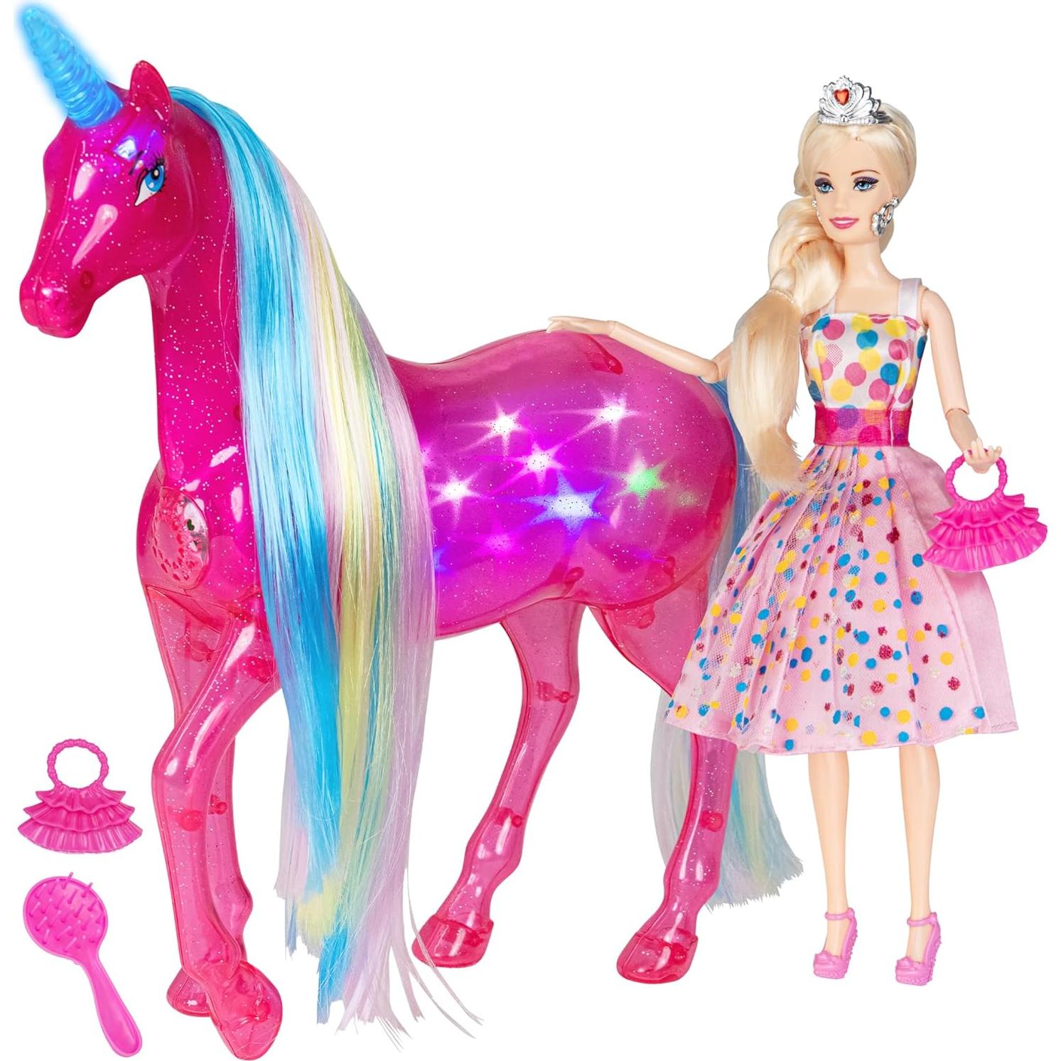 Conjunto de Muñeca Unicornio Grande BETTINA con Luces y Sonidos