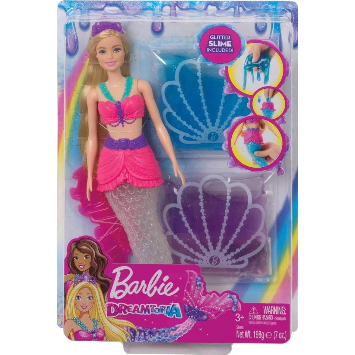 Muñeca Sirena Slime Barbie Dreamtopia con 2 Slimes y Tiara