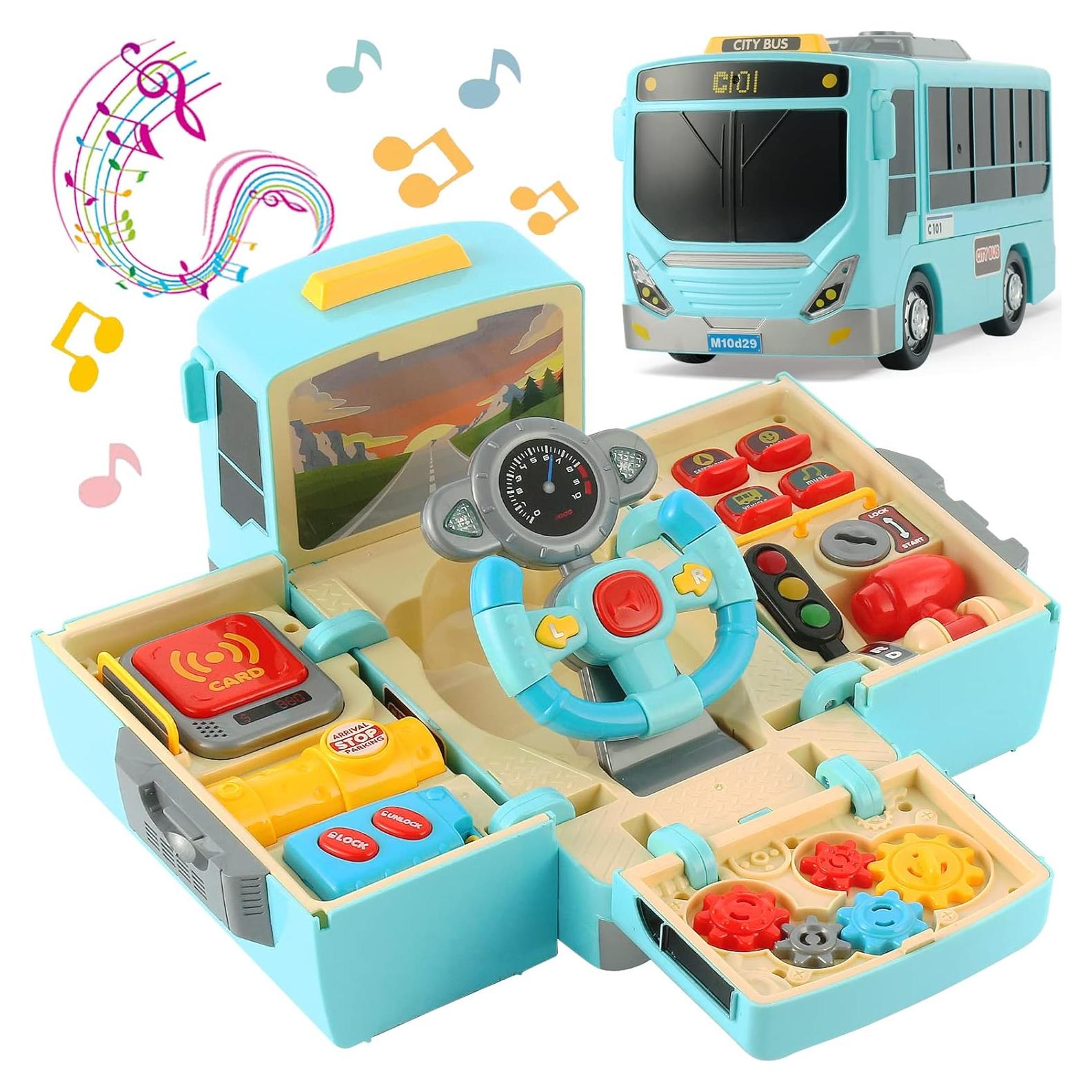 Juguete Autobús HONGTUO Azul con Sonido y Luz