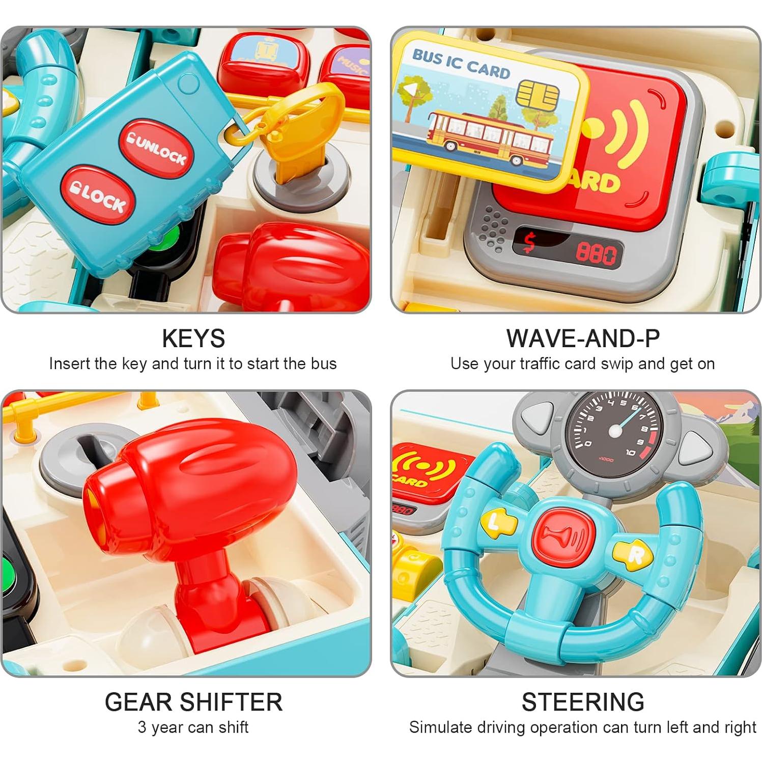 Juguete Autobús HONGTUO Azul con Sonido y Luz